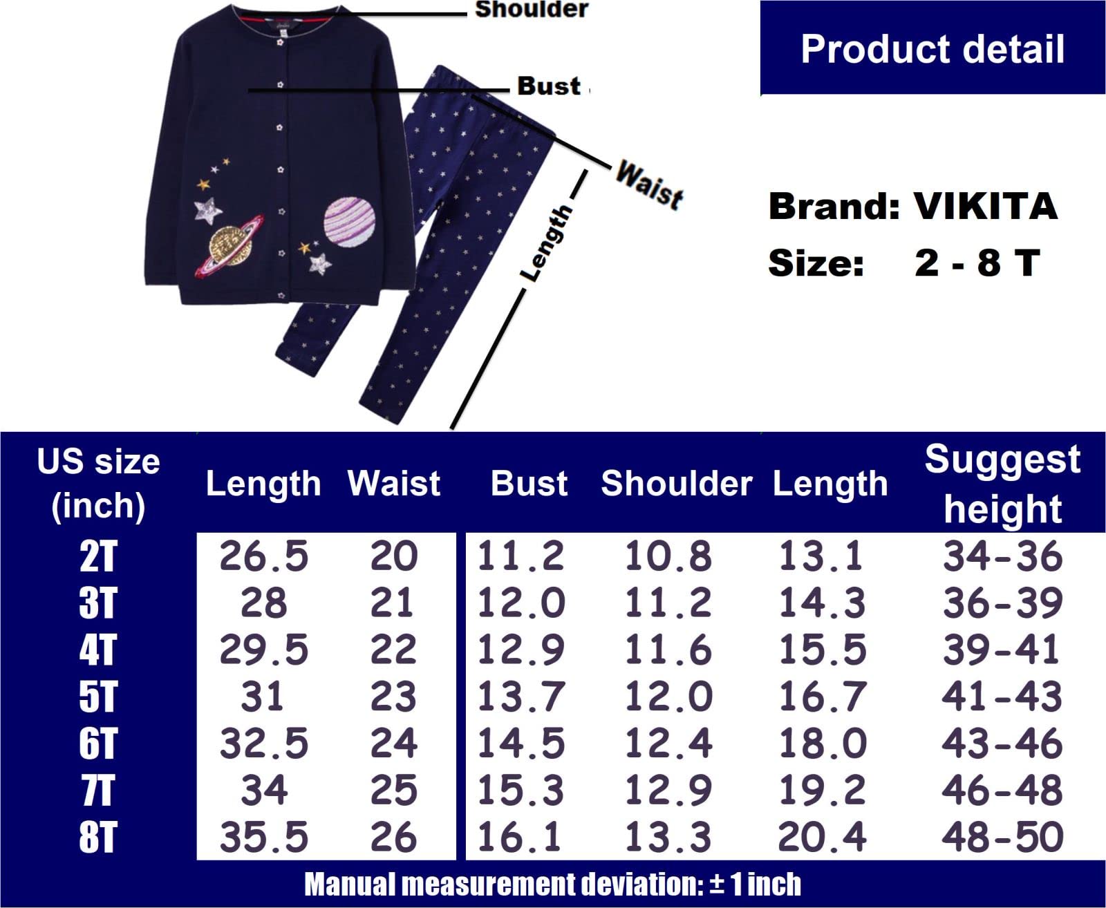 VIKITA Toddler Girls Winter Outfits - Cute Shirts & Leggings Clothing Sets for Little Kids, Birthday Gifts for 1-5 Year Olds | Warm Winter Playwear & Holiday Party Outfits
