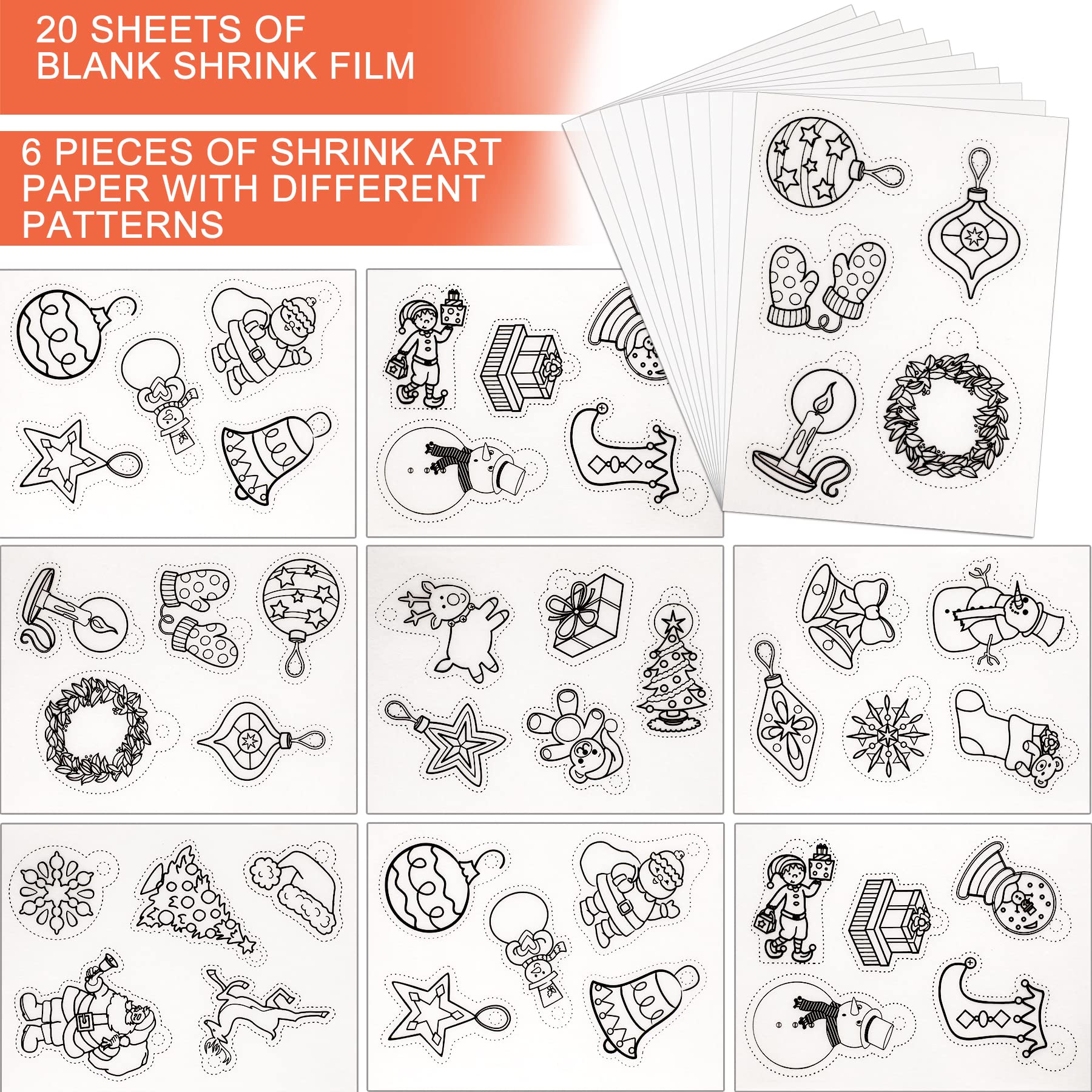 NOVWANG 198-Piece Heat Shrink Plastic Sheet Kit with 28 Shrinky Papers, Hole Punch, Keychain Accessories & Pencils - DIY Art Crafts for Kids, Jewelry Making, School Projects & Creative Gifts