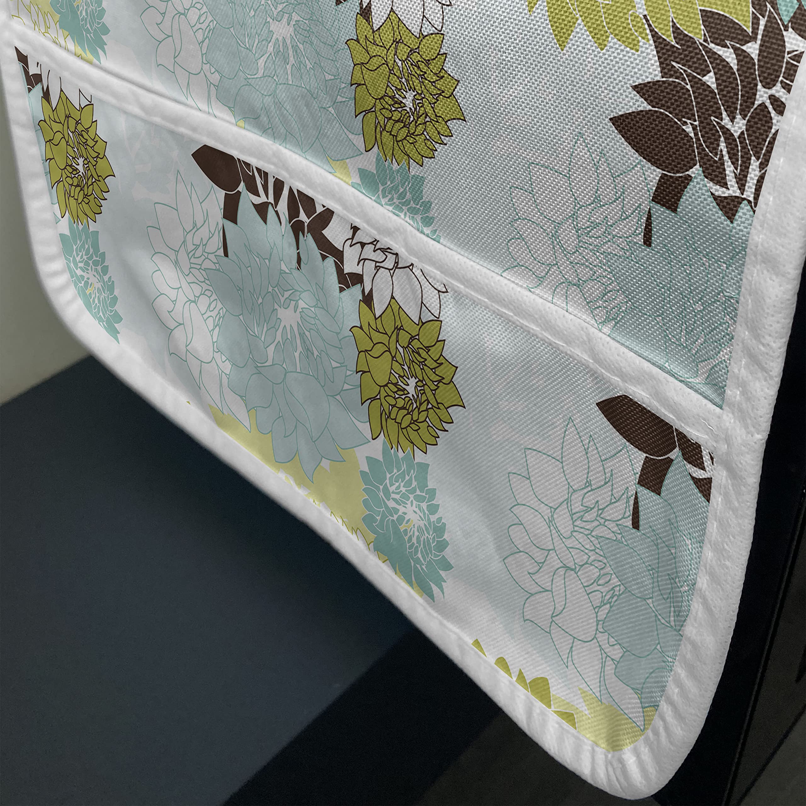 Ambesonne Floral Microwave Cover - Pastel Wildflowers & Foliage Leaves Design, Waterproof Kitchen Organizer with Pockets, 36