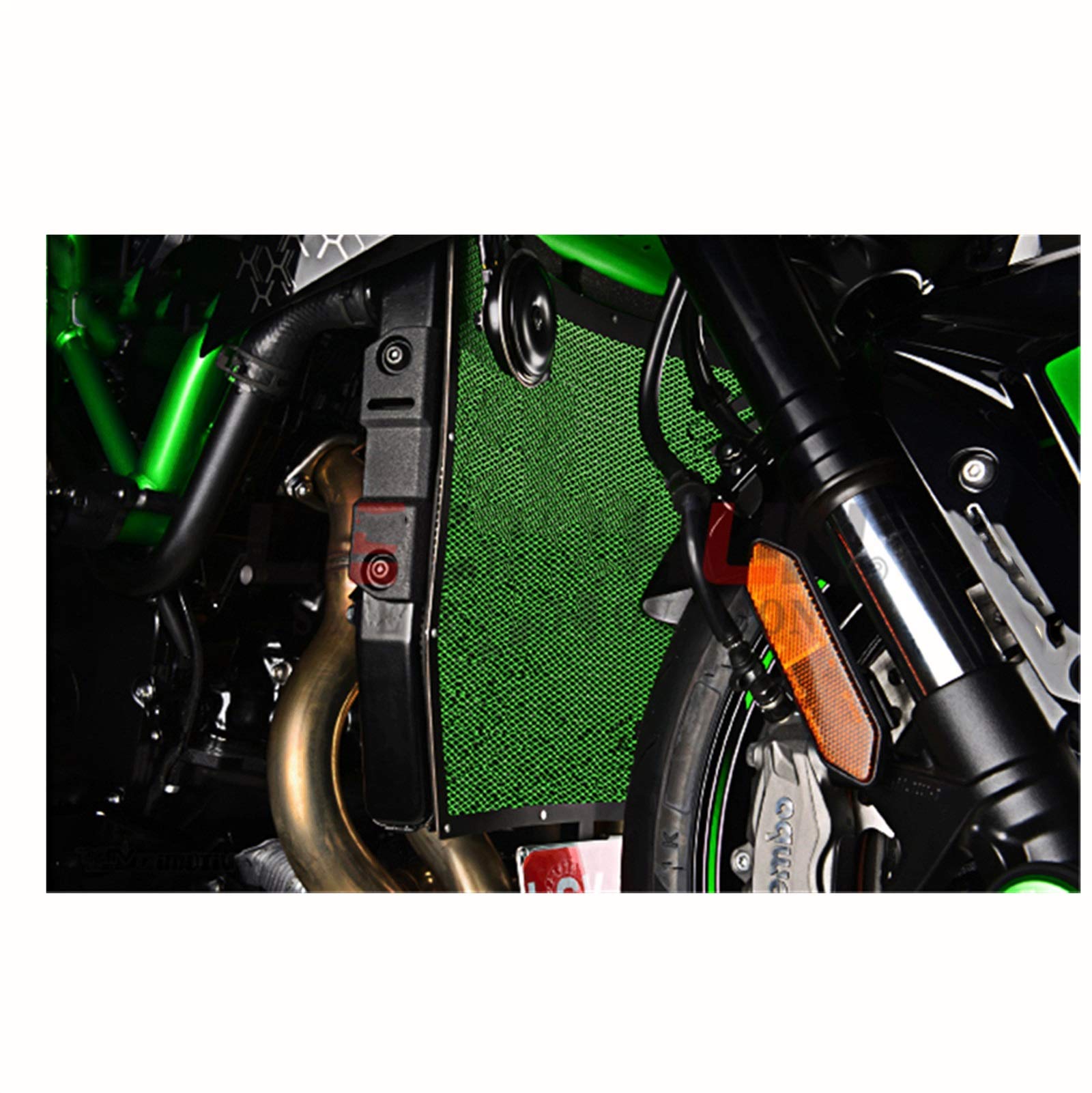 Stainless Steel Motorcycle Radiator Grille Cover Guard - Compatible with Kawasaki ZH2 Z H2 H2SX H2 R H2R - Durable Engine Protection Accessory (Green) - Perfect for Off-Road, Racing & Street Riding