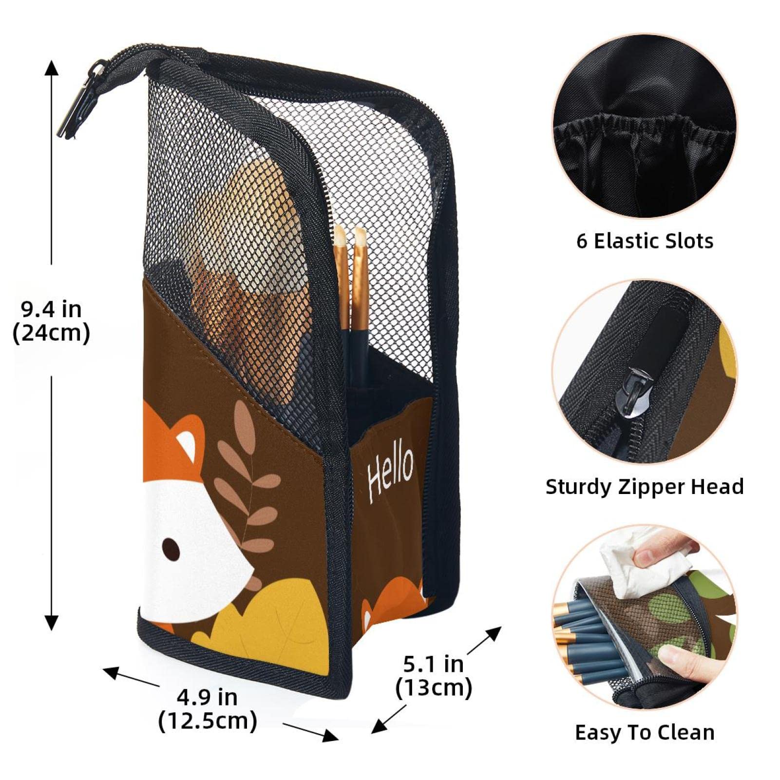 Premium 12-Piece Makeup Brush Organizer Bag Set - Hello Autumn Fox Design, Portable Travel Cosmetic Brush Holder Case for Professional Makeup Artists & Beauty Enthusiasts - Perfect for Travel, Home Vanity & Salon Use