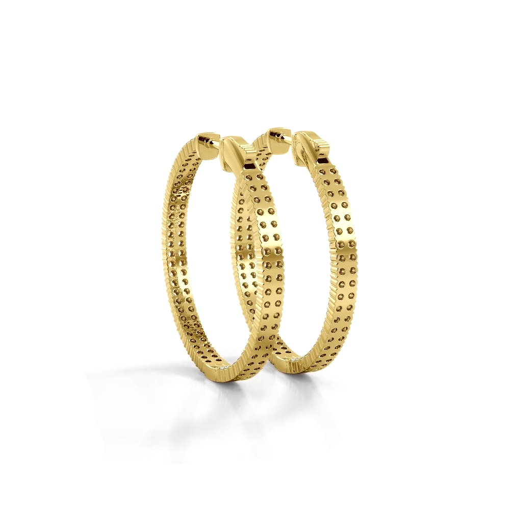 2.0 CTW Double Row Inside Out Diamond Hoop Earrings - Classic Shared Prong Design for Women | Perfect for Weddings, Parties & Everyday Elegance