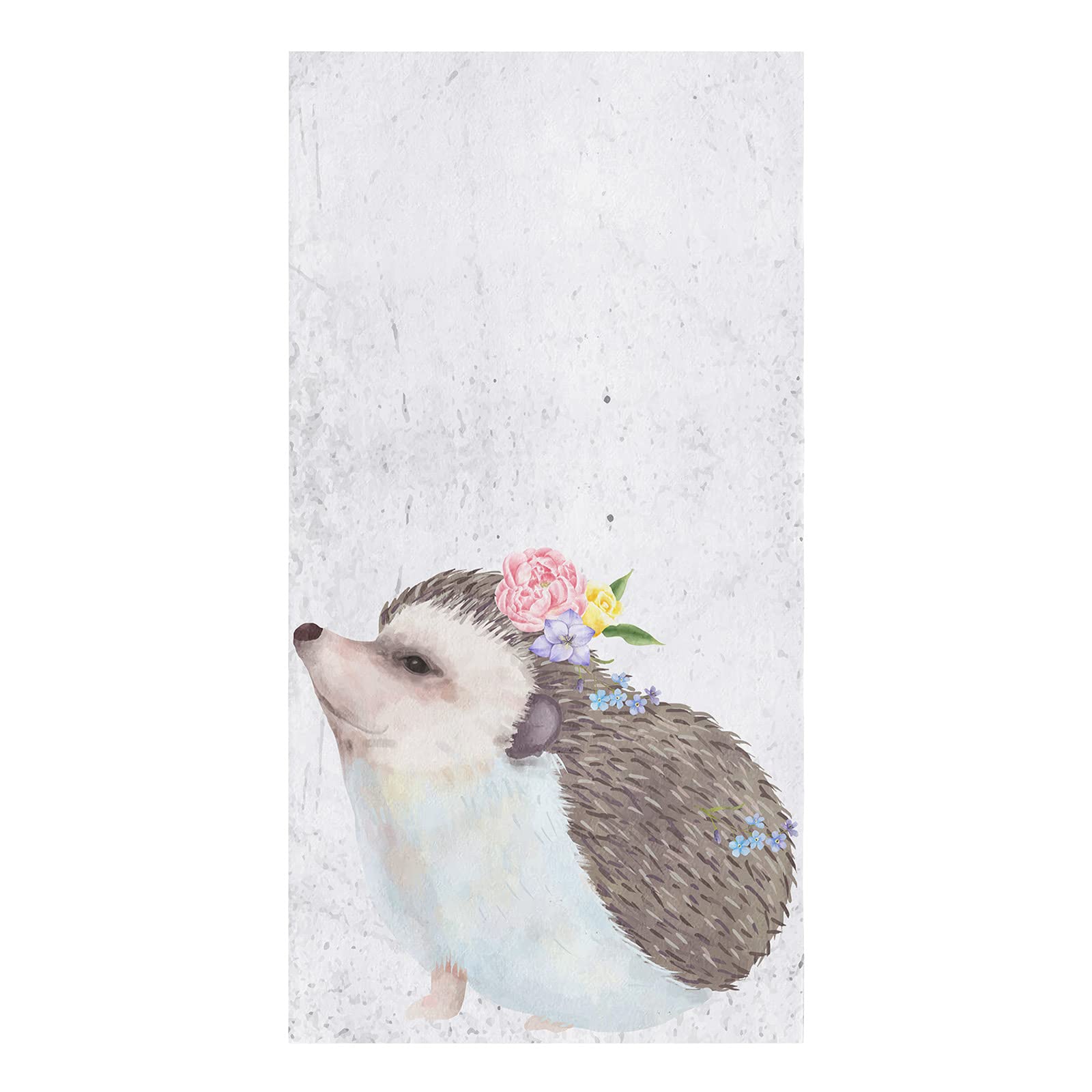 Cute Hedgehog Floral Tea Towel - Absorbent Microfiber Dish Cloth for Kitchen & Bath