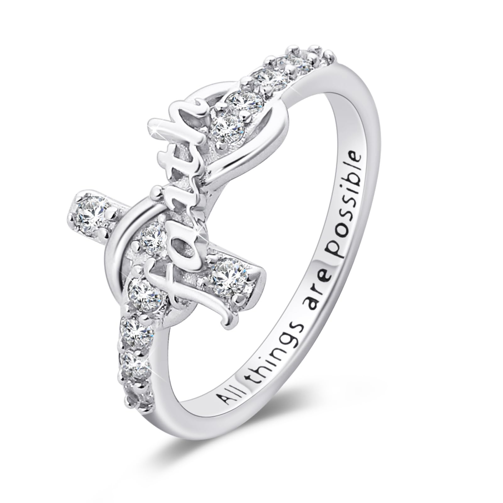 S925 Sterling Silver Infinity Cross Ring - Adjustable Christian Faith Wrap Ring for Women | Elegant Religious Jewelry for Daily Wear, Church, and Special Occasions