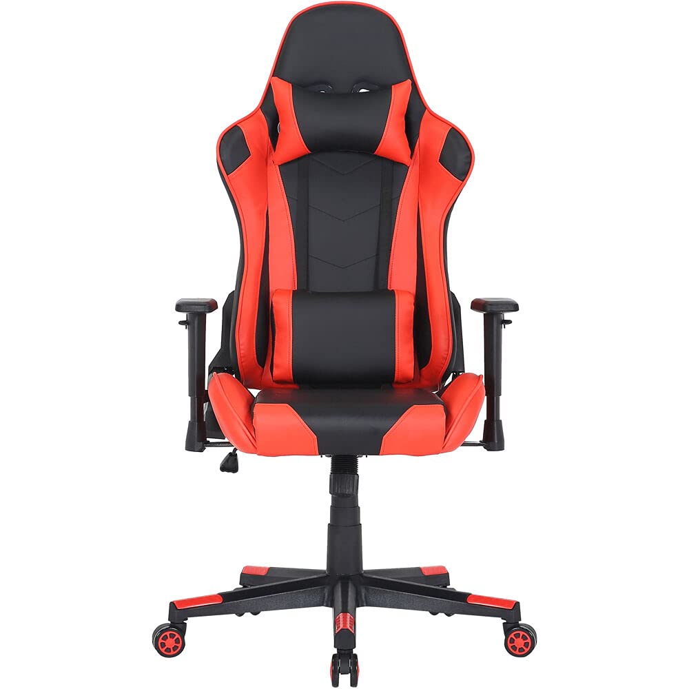 Ergonomic Gaming Chair with Adjustable Lumbar & Neck Support - Black & Red Commando Style for PC & Console Gamers - Perfect for Long Gaming Sessions & Home Office Work
