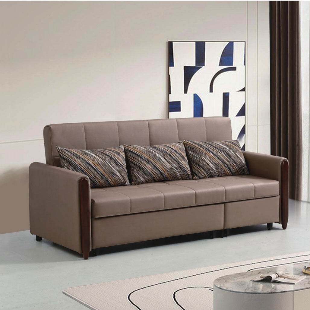 Marvin Faux Leather Convertible Sofa Bed - Modern Sleeper Sofa with Storage for Small Spaces | Perfect for Apartments, Guest Rooms & Home Offices