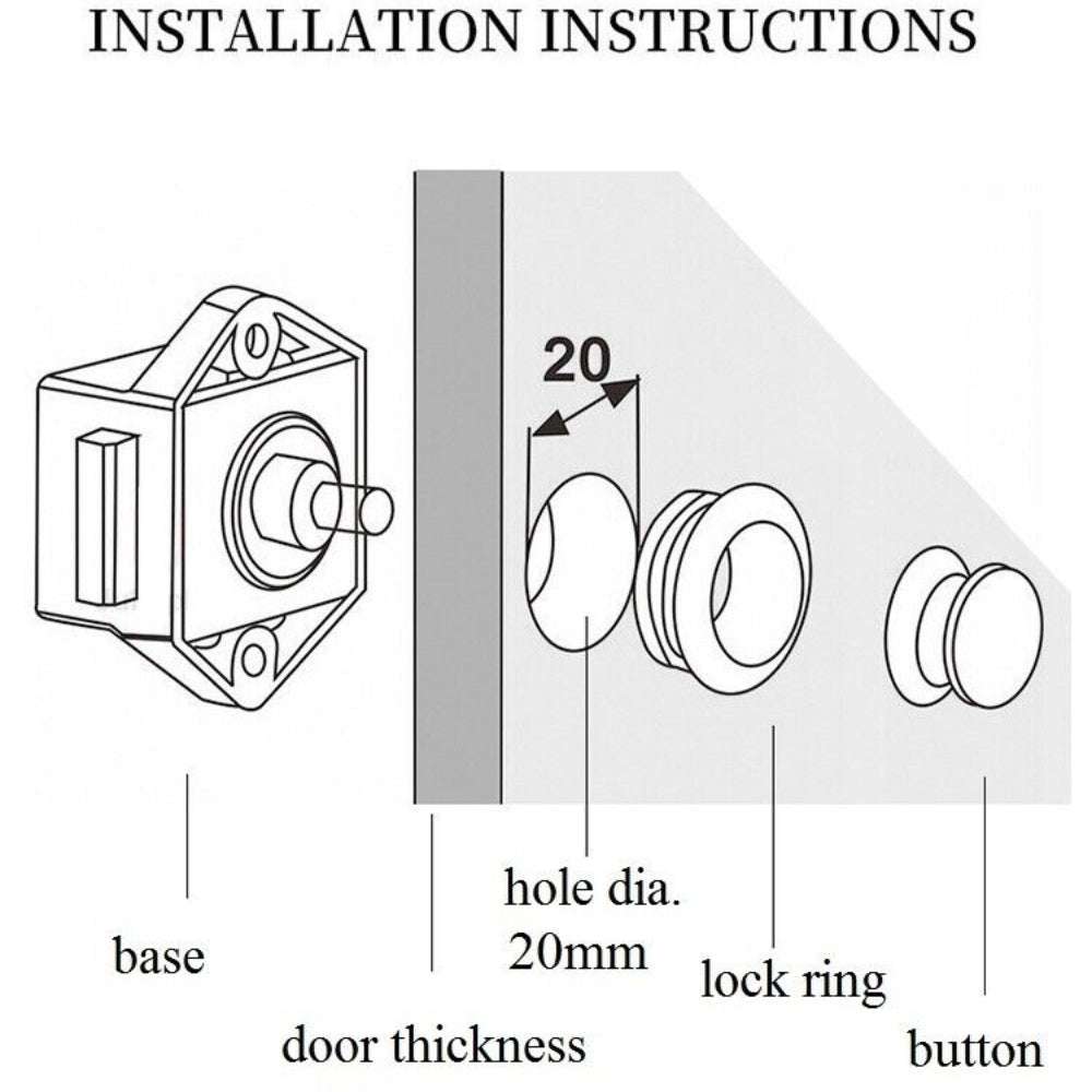 10PCS Push Button Drawer Locks - Heavy Duty Cabinet Latches for Kitchen, RV & Van Doors - Secure Child Safety Catch for Cupboards, Wardrobes & Furniture (Use in Homes, Campers & Trailers)