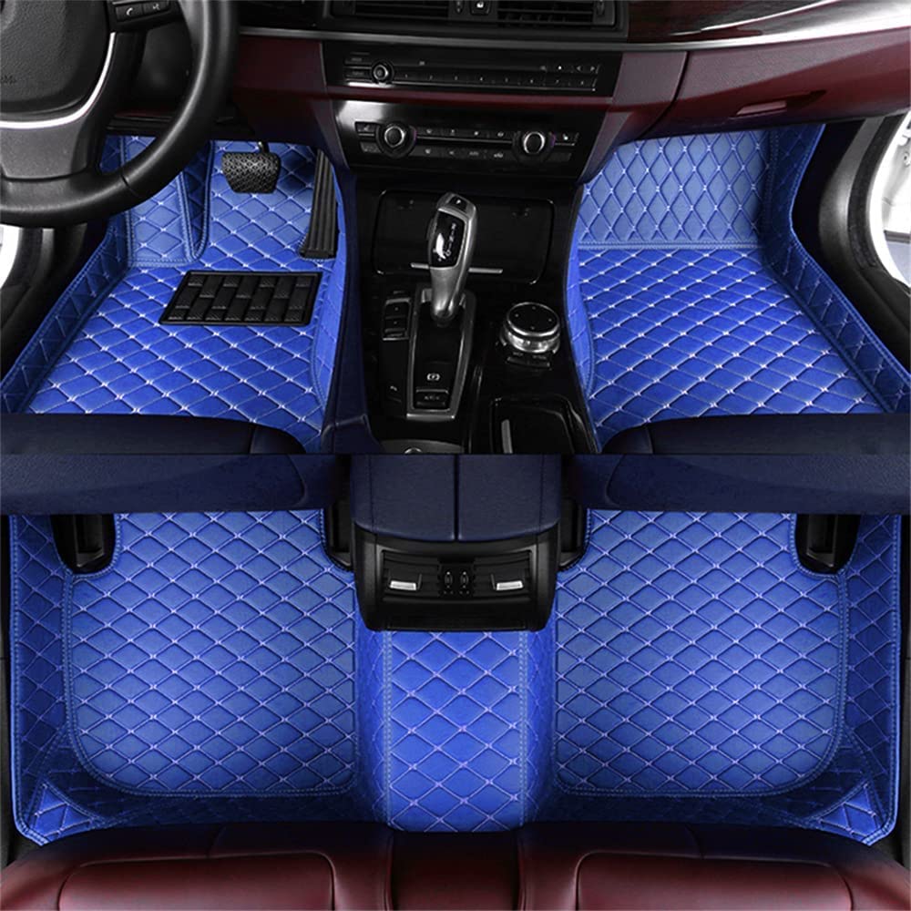 Premium Custom Car Floor Mats - Universal Fit for 95% Sedan, SUV & Coupe | All-Weather Full Coverage Protection | Non-Slip Leather Liners (Blue) | Perfect for Daily Commute, Road Trips & Winter Driving