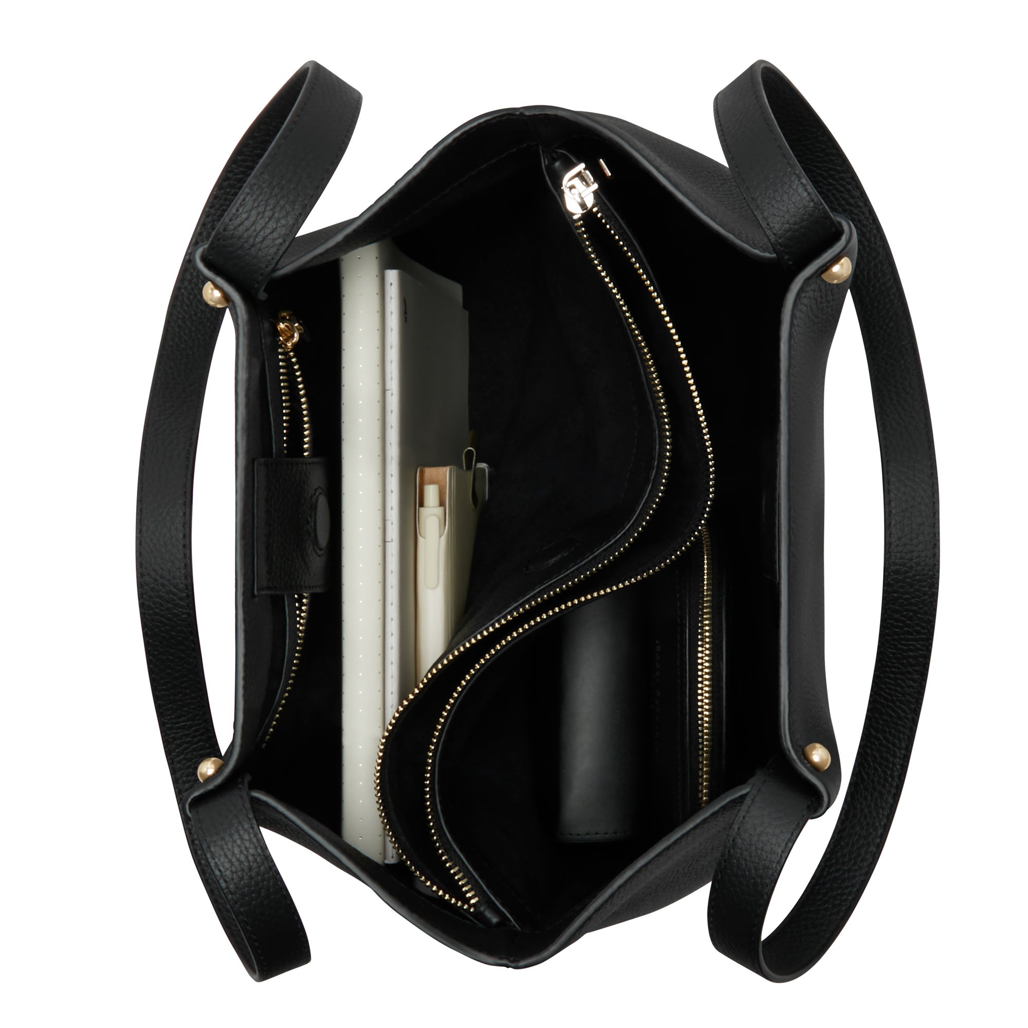 Honoré Nata Black Leather Shopper Bag - Premium Calfskin Leather Tote for Women - Perfect for Work, Travel & Everyday Use