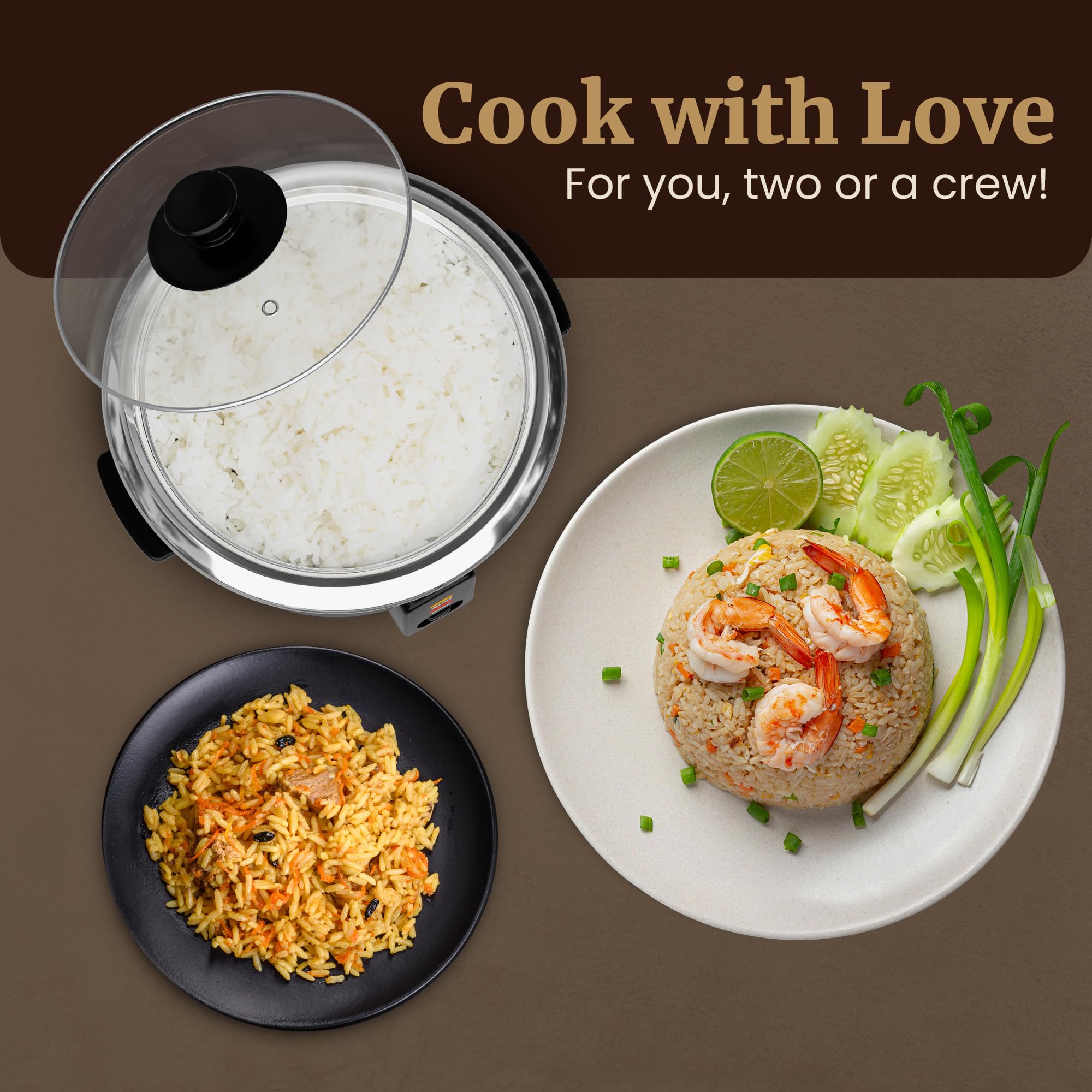 Elite Gourmet ERC006SS 6-Cup Electric Rice Cooker with 304 Stainless Steel Inner Pot - Cook Rice, Soup, Stew, Porridge & Grains - 6 Cup (3 Cup Uncooked) Capacity - Perfect for Small Kitchens, Dorms & Office Use - Black