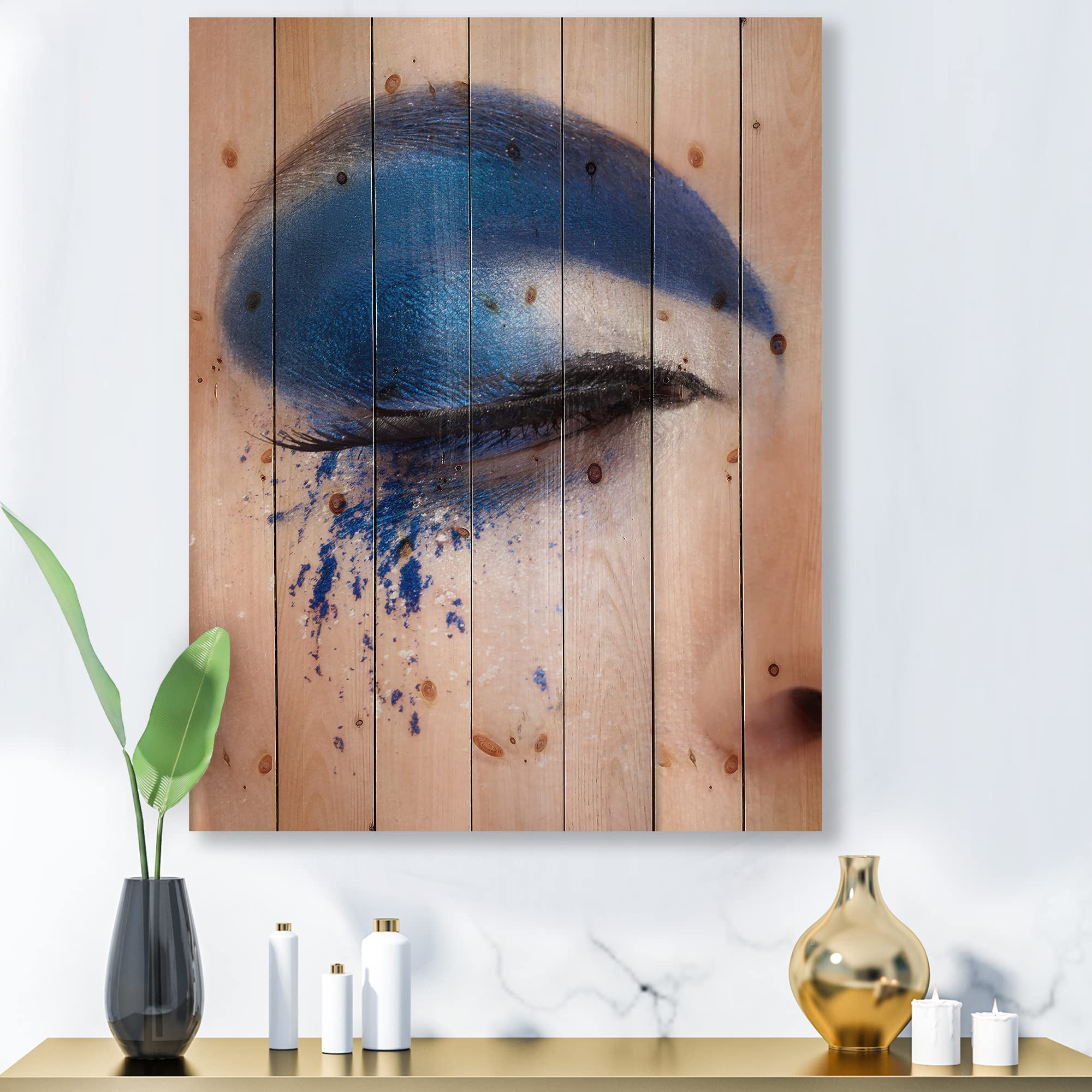 Blue Fantasy Wood Wall Art - Modern Pine Decor for Living Room