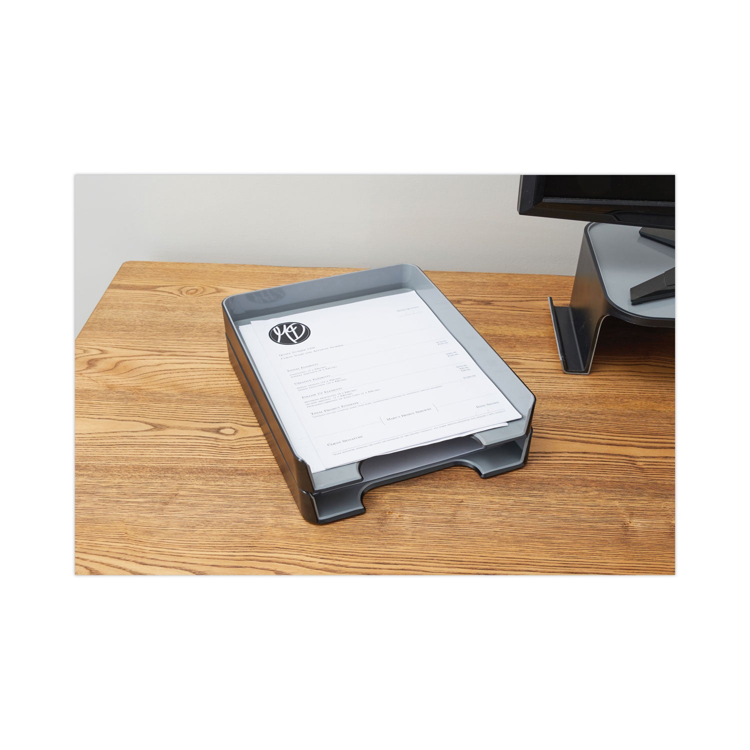 Advantus Fusion Letter Tray - 1 Section Black File Organizer for Letter Size Documents 9.75