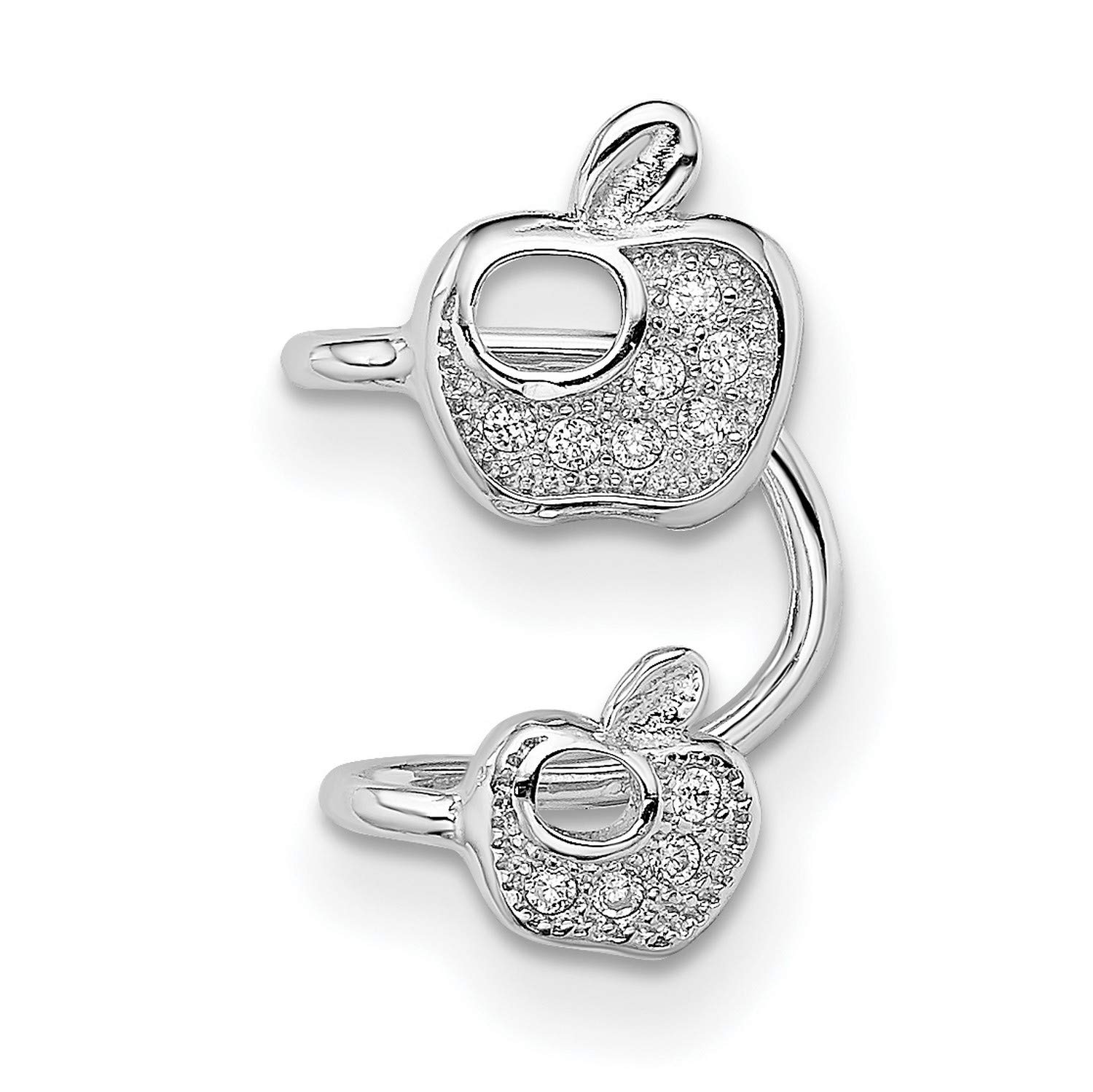 Sterling Silver CZ Double Apple Stud Earrings 15x12mm - Elegant Cubic Zirconia Jewelry for Women, Perfect for Parties, Weddings & Everyday Wear