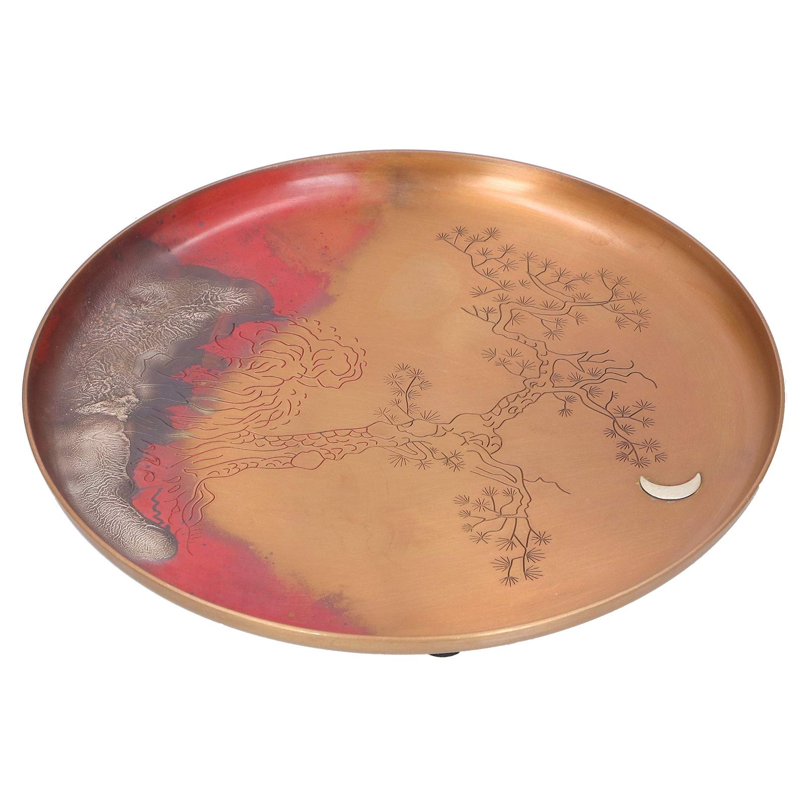Non-Slip Round Tea Cup Holder - 19cm Chinese Red Copper Tea Plate for Home & Office - Perfect for Tea Ceremonies, Afternoon Tea, and Gifts