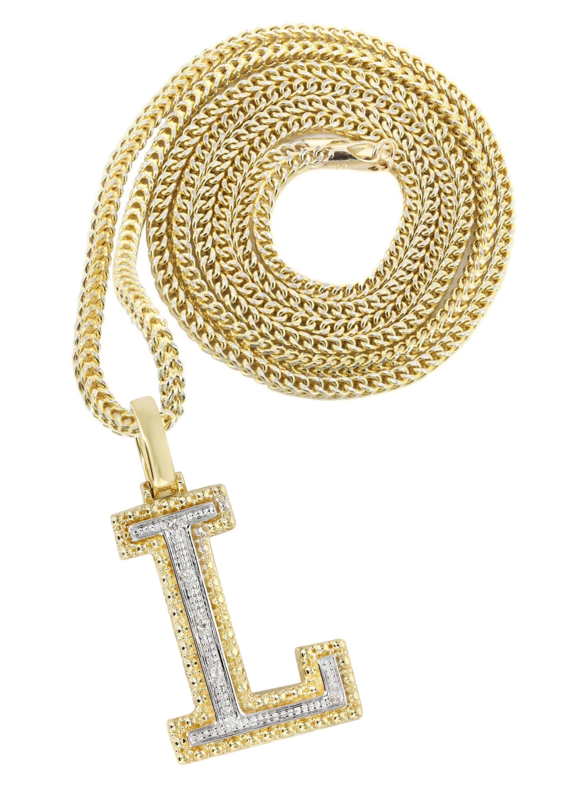 10K Yellow Gold Diamond Letter L Necklace - 13 Grams | Elegant Personalized Jewelry for Women, Perfect Gift for Birthday, Anniversary & Valentine's Day