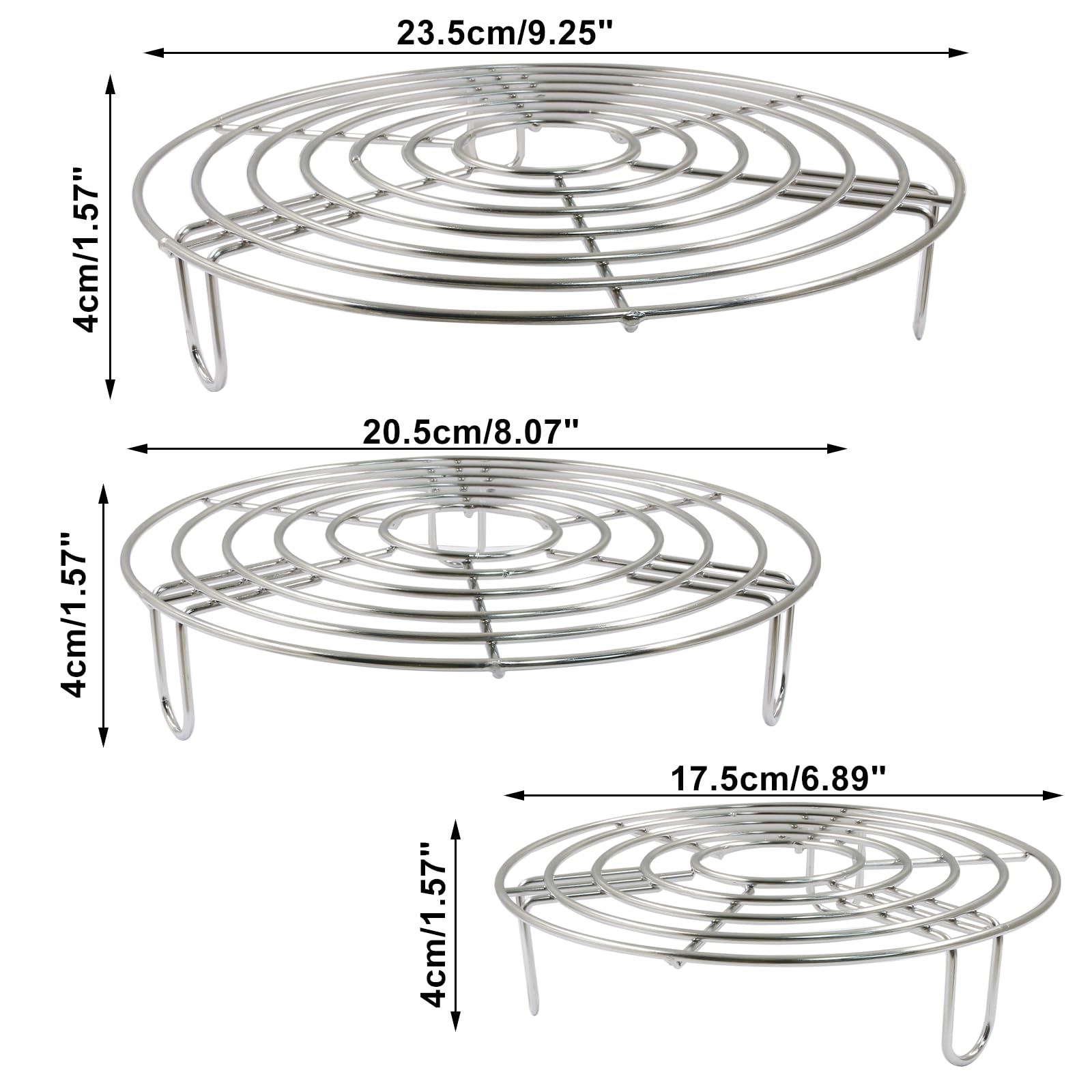 3-Piece Stainless Steel Round Cooling & Baking Racks Set (9.25