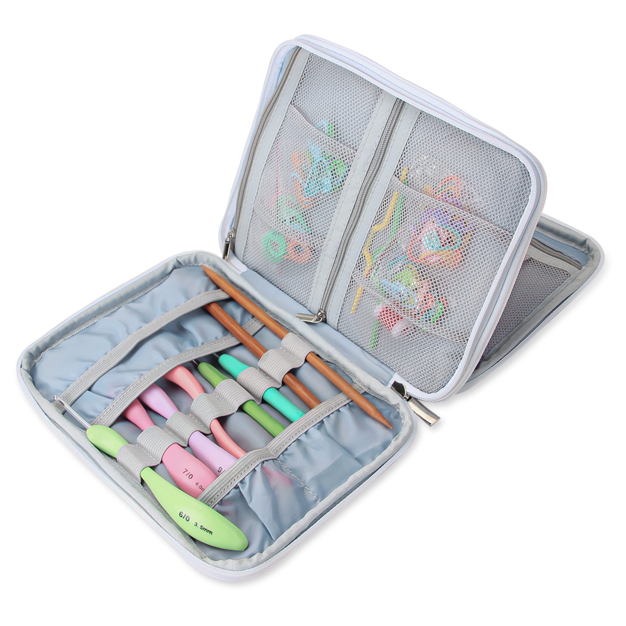 Teamoy Crochet Hook Case - Knitting Needle Storage Bag for Swing & Lighted Crochet Hooks (Up to 8