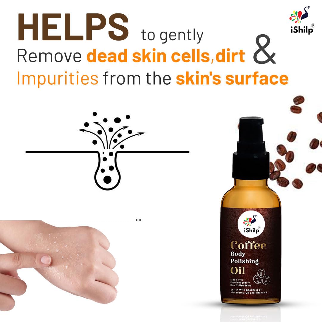 Premium Mocha Body Polishing Oil with Organic Coffee Beans, Macadamia Oil & Vitamin E - 100ml | Hydrating & Exfoliating Skin Care for Dry Skin - Perfect for Spa Day & Self-Care Routine