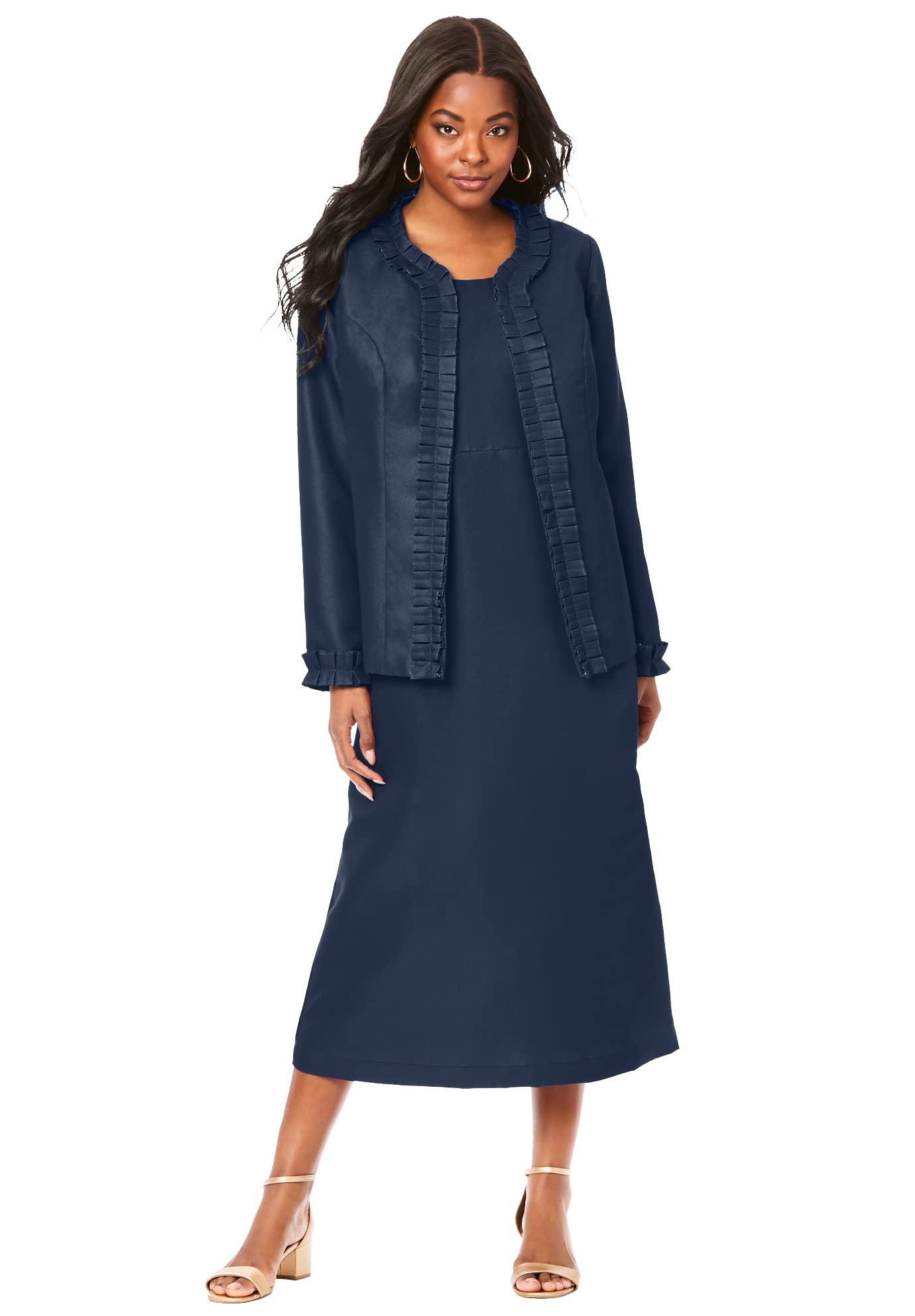 Romwe Women's Plus Size Pleated Suit Jacket Dress - Elegant Office Wear & Formal Occasion Outfit