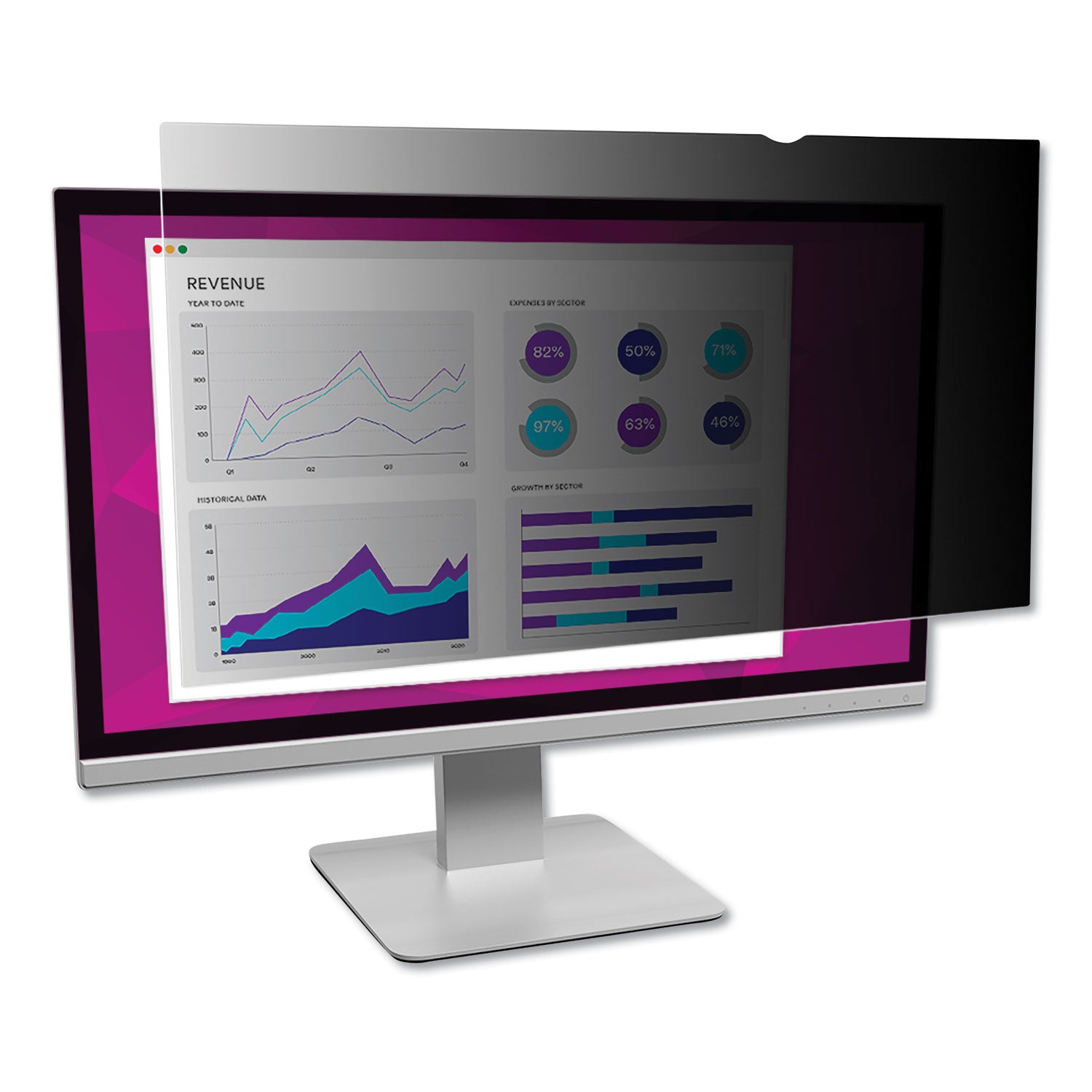 3M™ High Clarity Privacy Screen Protector for 27-inch Widescreen Monitor - Anti-Glare & Blue Light Filter - 16:9 Aspect Ratio - Perfect for Office, Banking & Confidential Workspaces