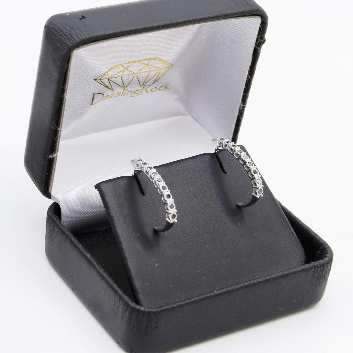Dazzlingrock Collection 0.25 Carat (ctw) Sterling Silver Hoop Earrings for Women - 1/4 CT Diamond Studded Elegant Jewelry - Perfect for Parties, Weddings & Everyday Wear