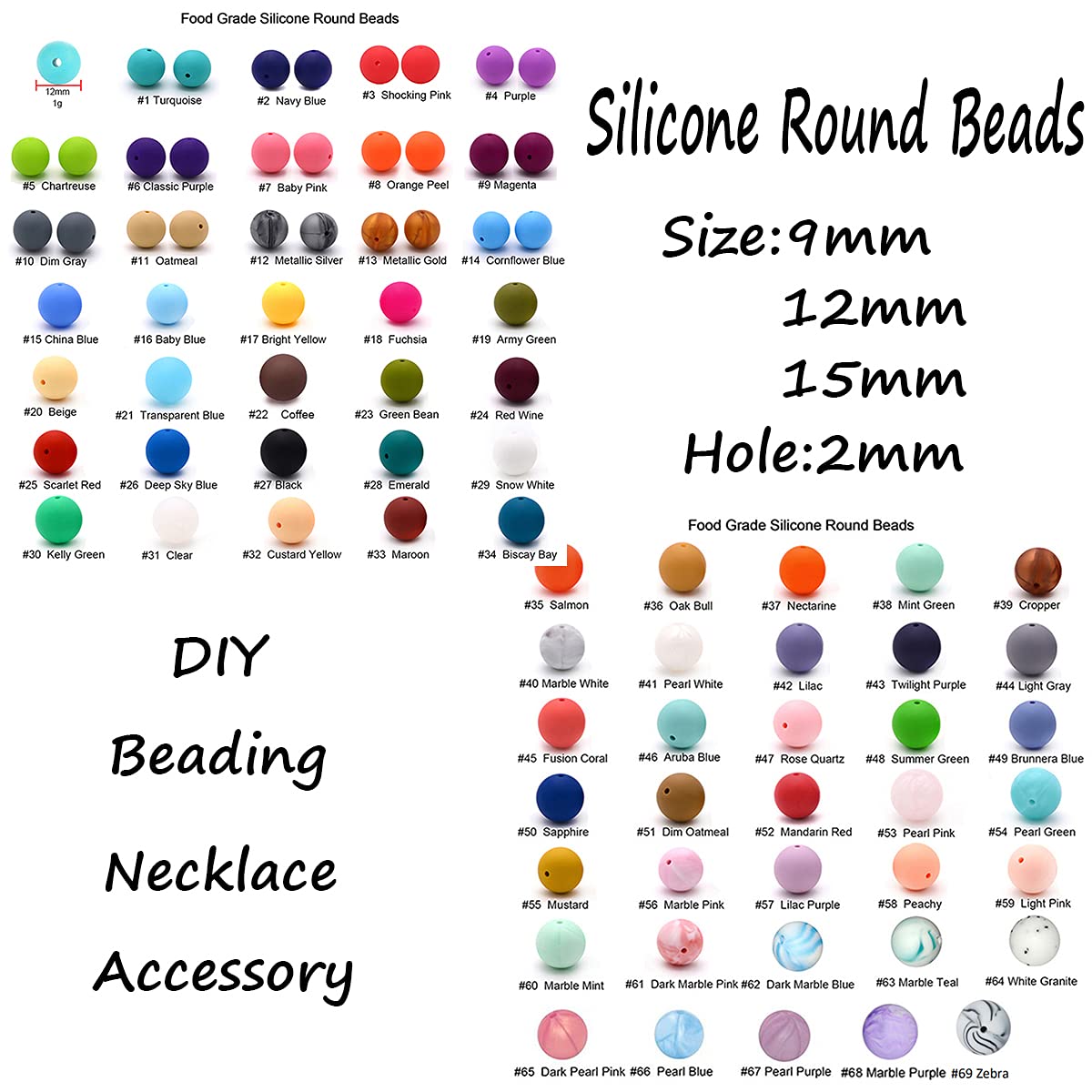 15mm Silicone Pearl Beads 50pcs - DIY Jewelry & Keychain Making for Women