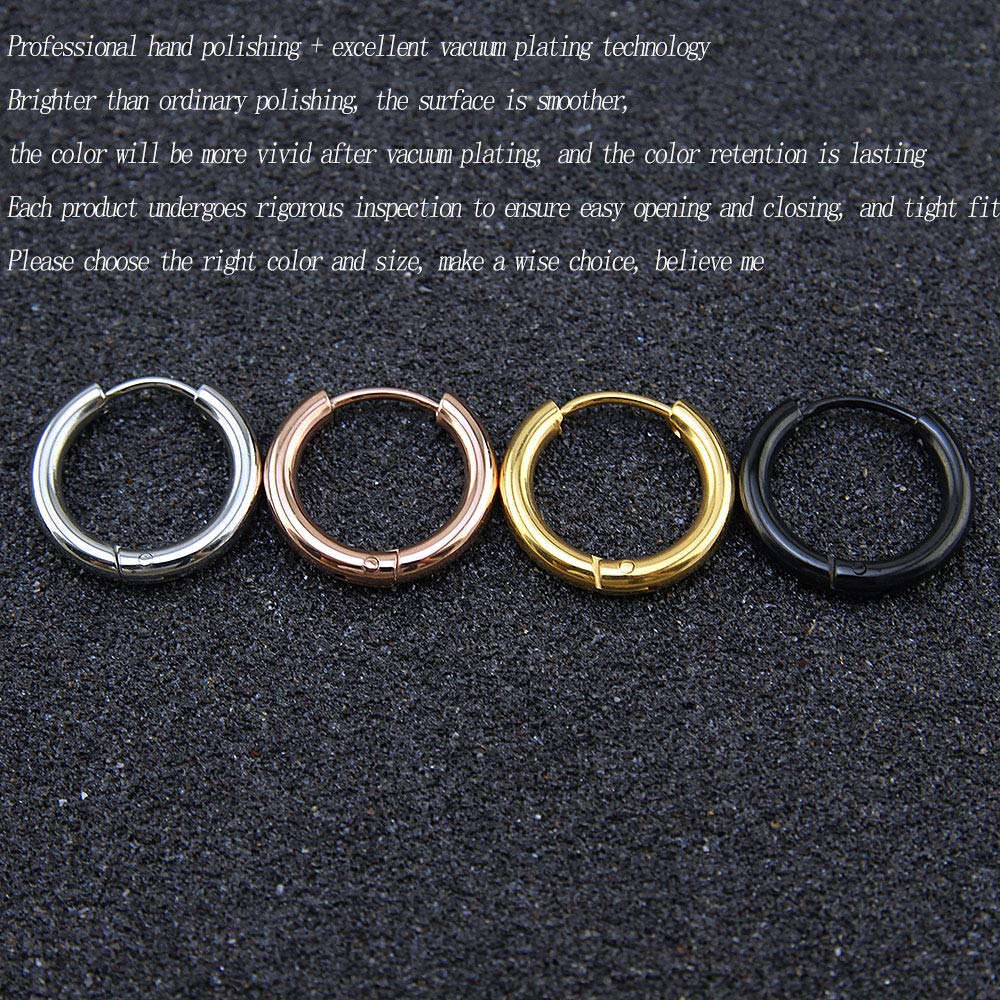 316L Surgical Stainless Steel Huggie Hoop Earrings - 6mm 8mm 10mm 11mm 12mm 14mm Sizes - Hypoallergenic Cartilage Helix Lobe Earrings for Men & Women - Perfect for Everyday Wear, Work, Date Night and Special Occasions
