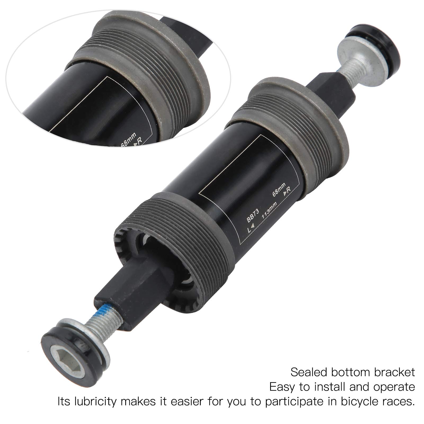 68mm Bike Bottom Bracket - Sealed Square Taper Bearing for Mountain Bikes with Installation Screws | Durable Metal Bicycle Crankset Component for Smooth Riding & Maintenance