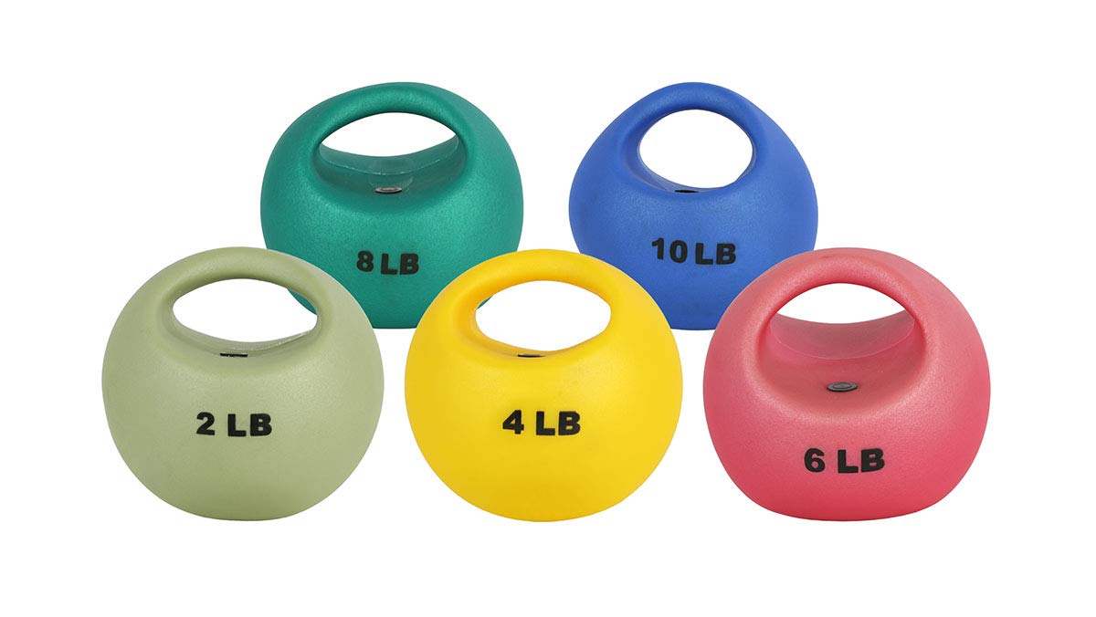 CanDo 10-3295 One Handle Medicine Ball Set - 5-Piece Fitness Kit for Strength Training, Core Workouts & Home Gym Exercises | Perfect for CrossFit, Yoga & Functional Training