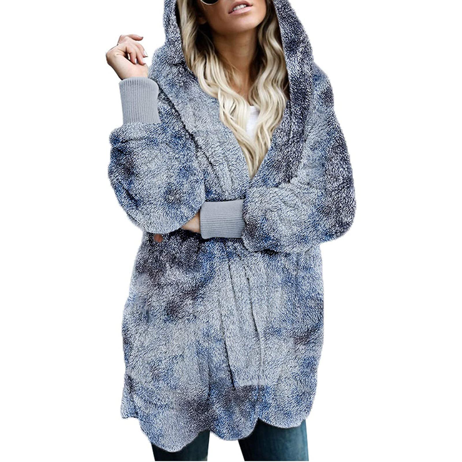 Women's Long Sleeve Hoodie Cardigan Sweater with Pockets - Plus Size Winter Warm Fleece Top for Casual Outfits & Layering