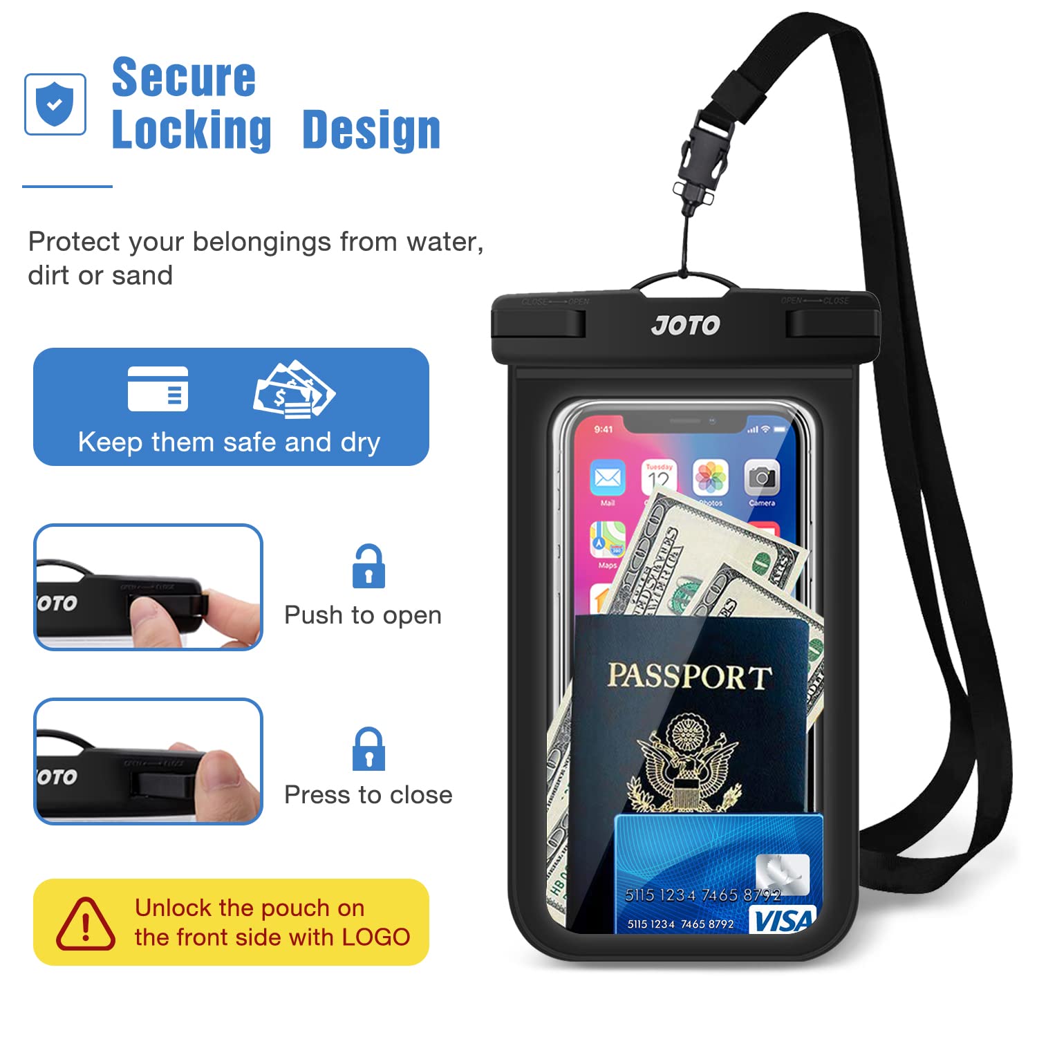 JOTO 6 Pack Waterproof Phone Pouch IPX8 - Universal Underwater Phone Case Dry Bag for iPhone 16/15/14/13 Pro Max, Samsung Galaxy S24/S23/S22/Note, Google Pixel (Fits Up to 7.0