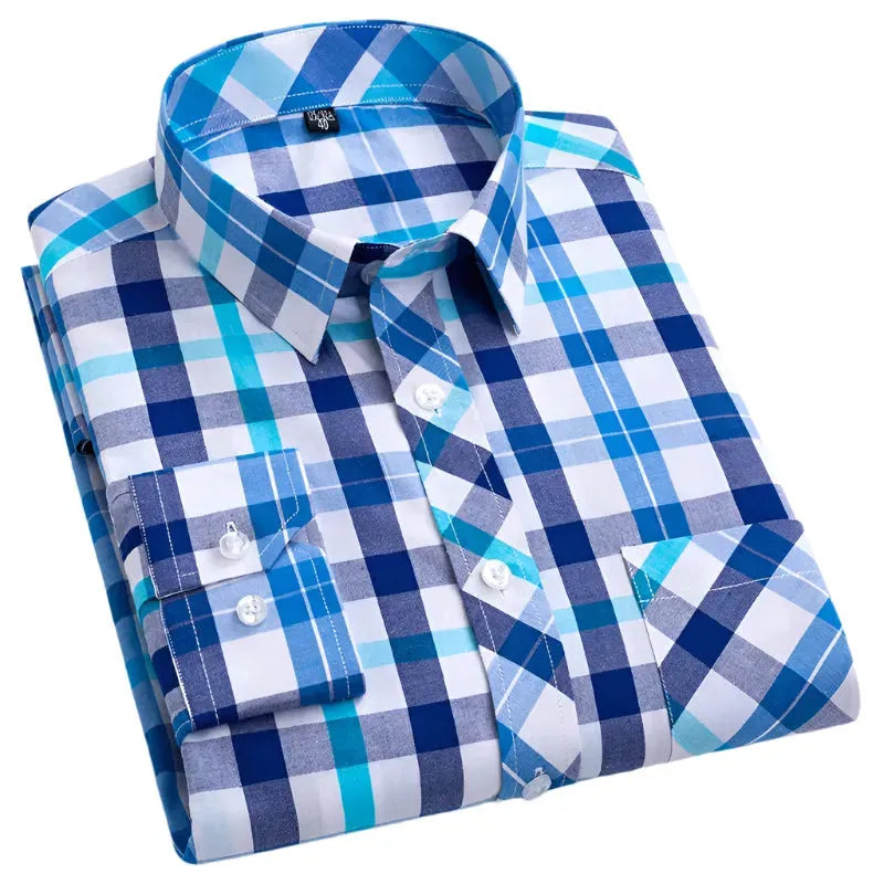 Men's Cotton Plaid Shirt - Casual & Formal Button Down Shirt for Office, Dating & Outdoor Activities