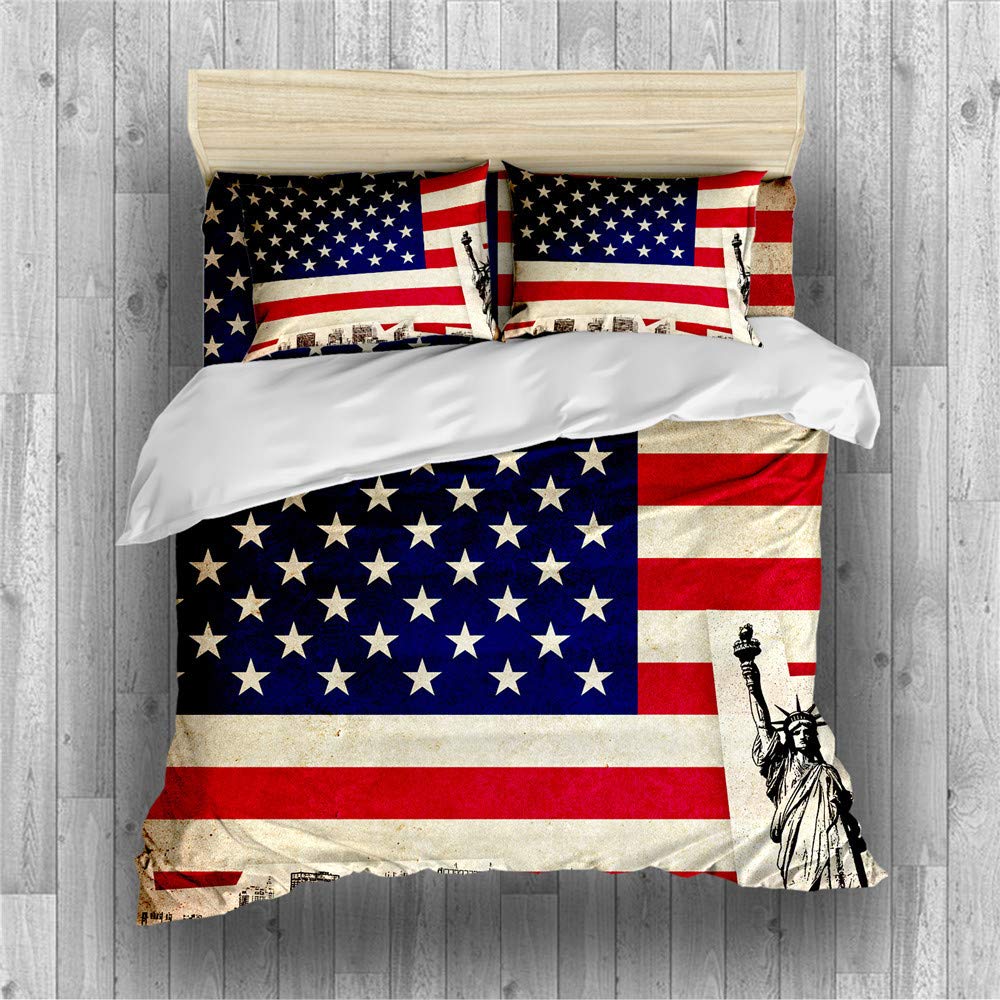 American Flag Duvet Cover Set - Red White Blue Patriotic Bedding for Twin, Full, Queen & King Size Beds | 3-4 Piece Set with Pillow Shams (King Size 3PC) | Perfect for 4th of July, Memorial Day & Bedroom Decor
