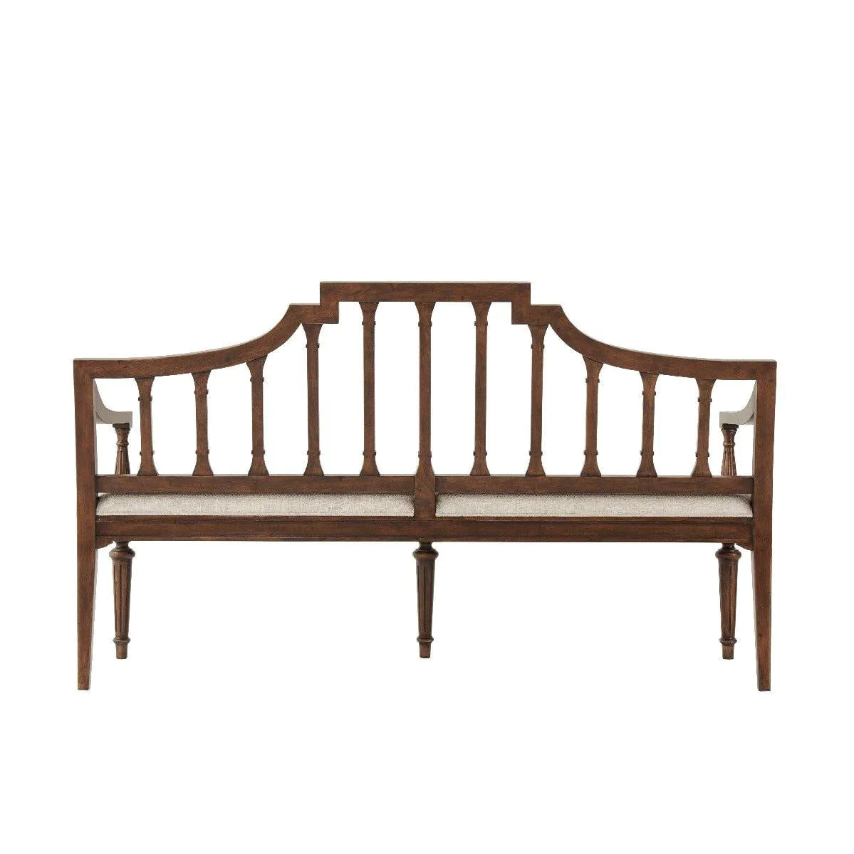 Arched Back Settee with Carved Fluted Detailing - Distressed Wood Sofa Bench in 2 Finish Options | Perfect for Entryway, Living Room or Bedroom Seating