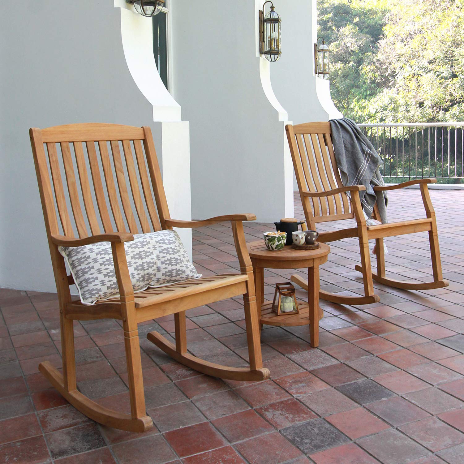 Premium Indonesian Teak Arie Outdoor Round Side Table - Natural Teak Finish - Durable & Weather-Resistant - Perfect for Patio, Garden, Poolside & Deck Decor