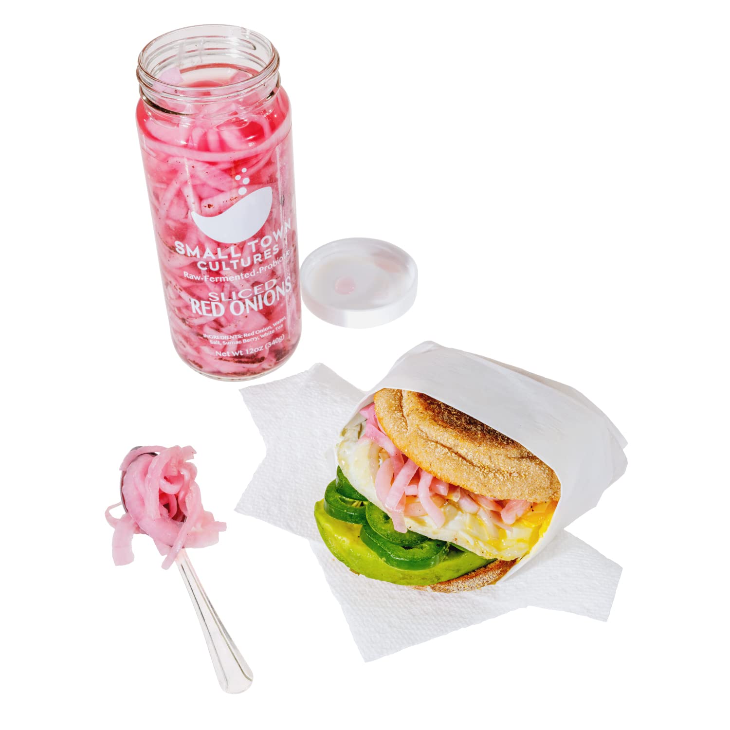 Small Town Cultures Sliced Red Onions, 12 oz - Fresh, Crisp & Ready-to-Eat for Salads, Burgers & Sandwiches | Premium Quality Onion Slices for Cooking & Meal Prep