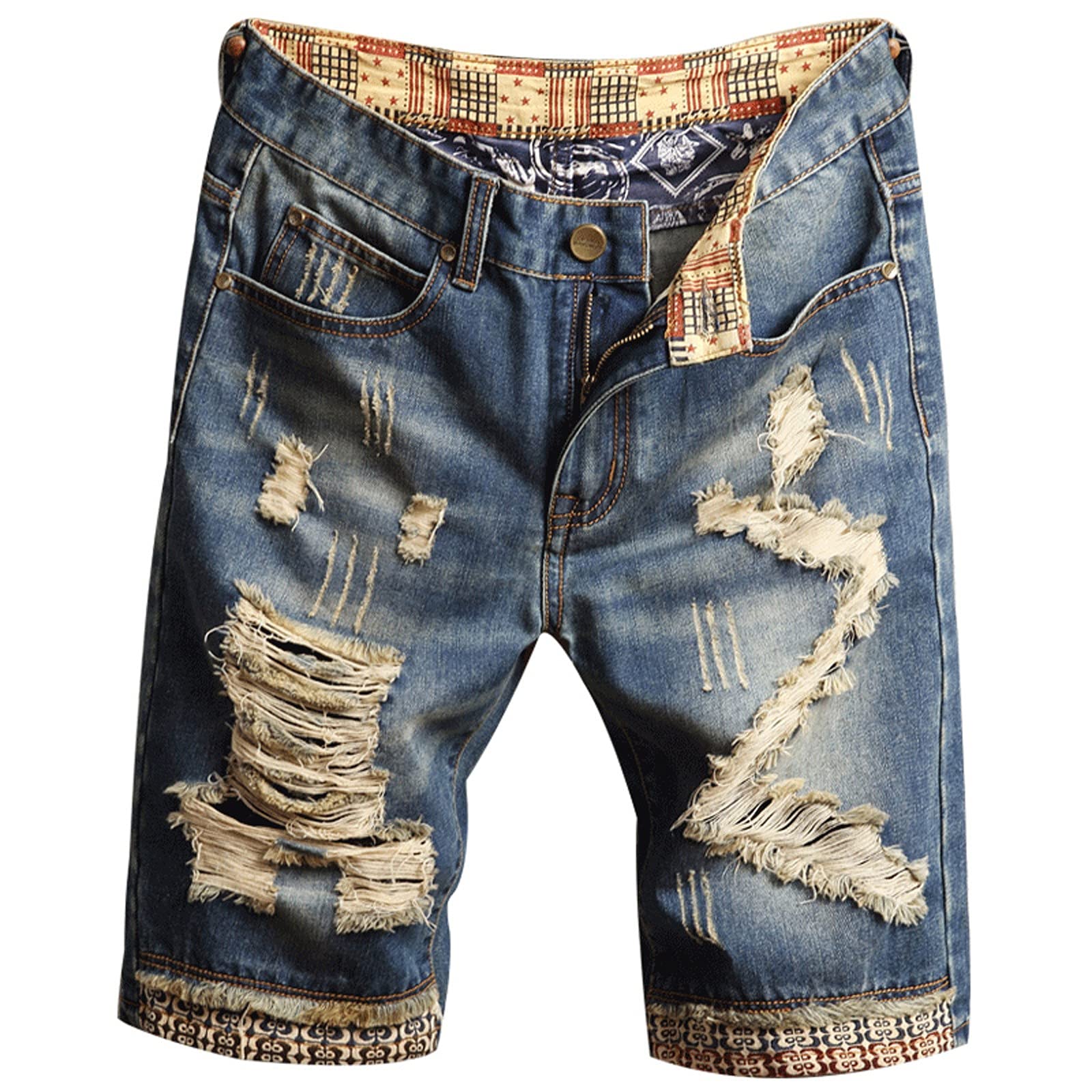 Vintage Distressed Denim Shorts for Men - Relaxed Fit Casual Jeans Shorts | Perfect for Summer Outings, Beach Trips & Streetwear Fashion
