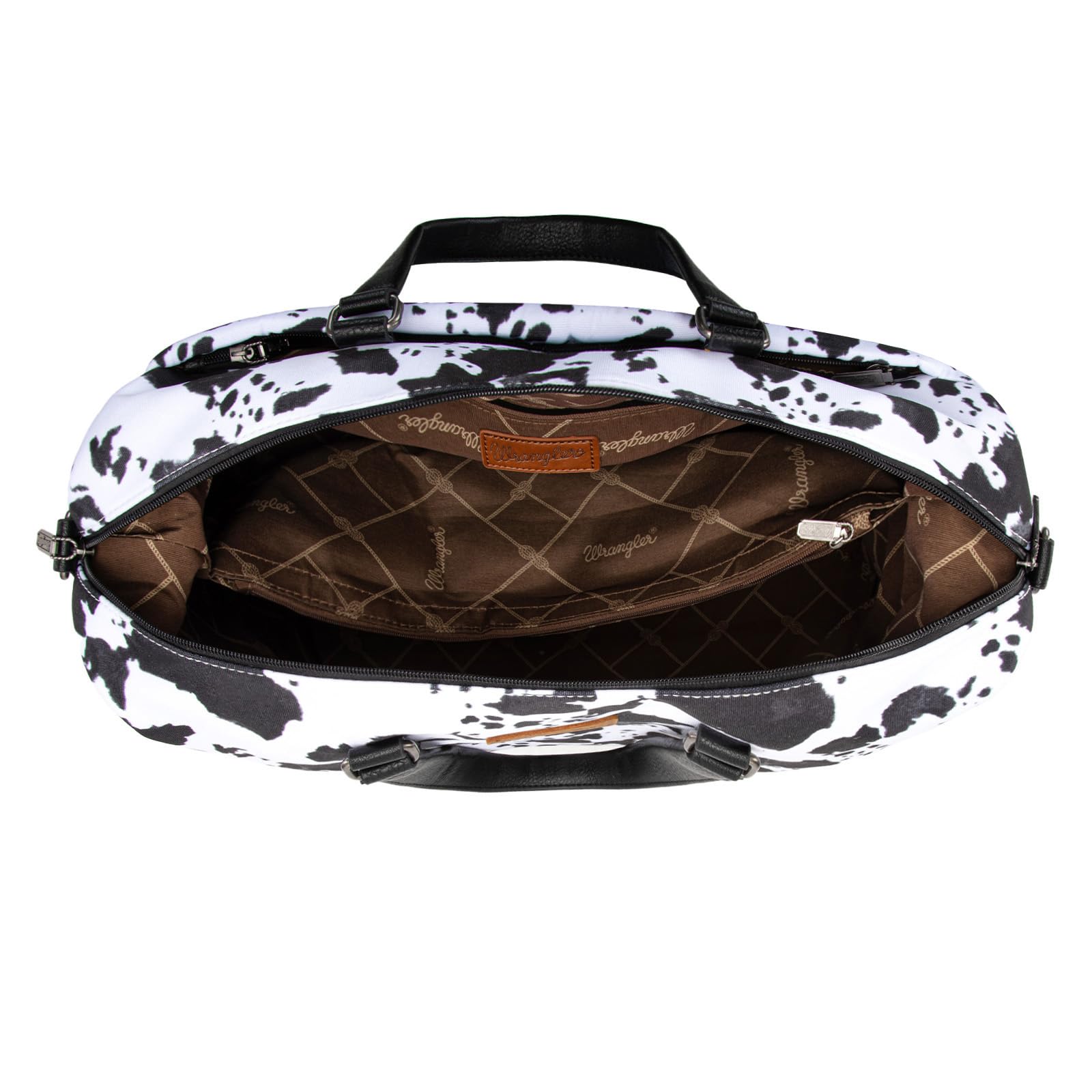 Wrangler Women's Oversized Cow Print Travel Duffle Bag - Weekender Overnight Bag WG133-5110BK for Gym, Beach & Weekend Getaways