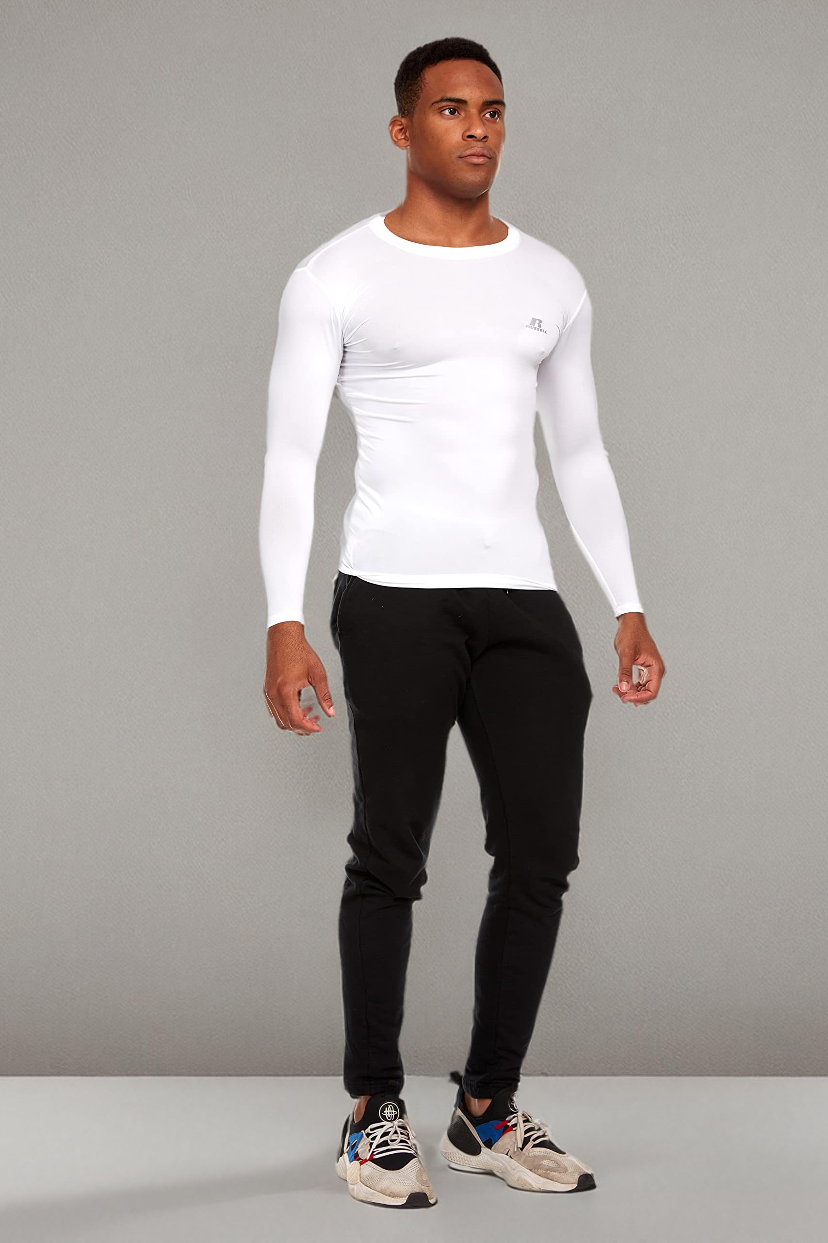 Russell Athletic Men's Long-Sleeve Compression Top - Lightweight Performance Shirt for Running, Workout & Training - Moisture Wicking & Breathable for Gym, Sports & Active Lifestyle