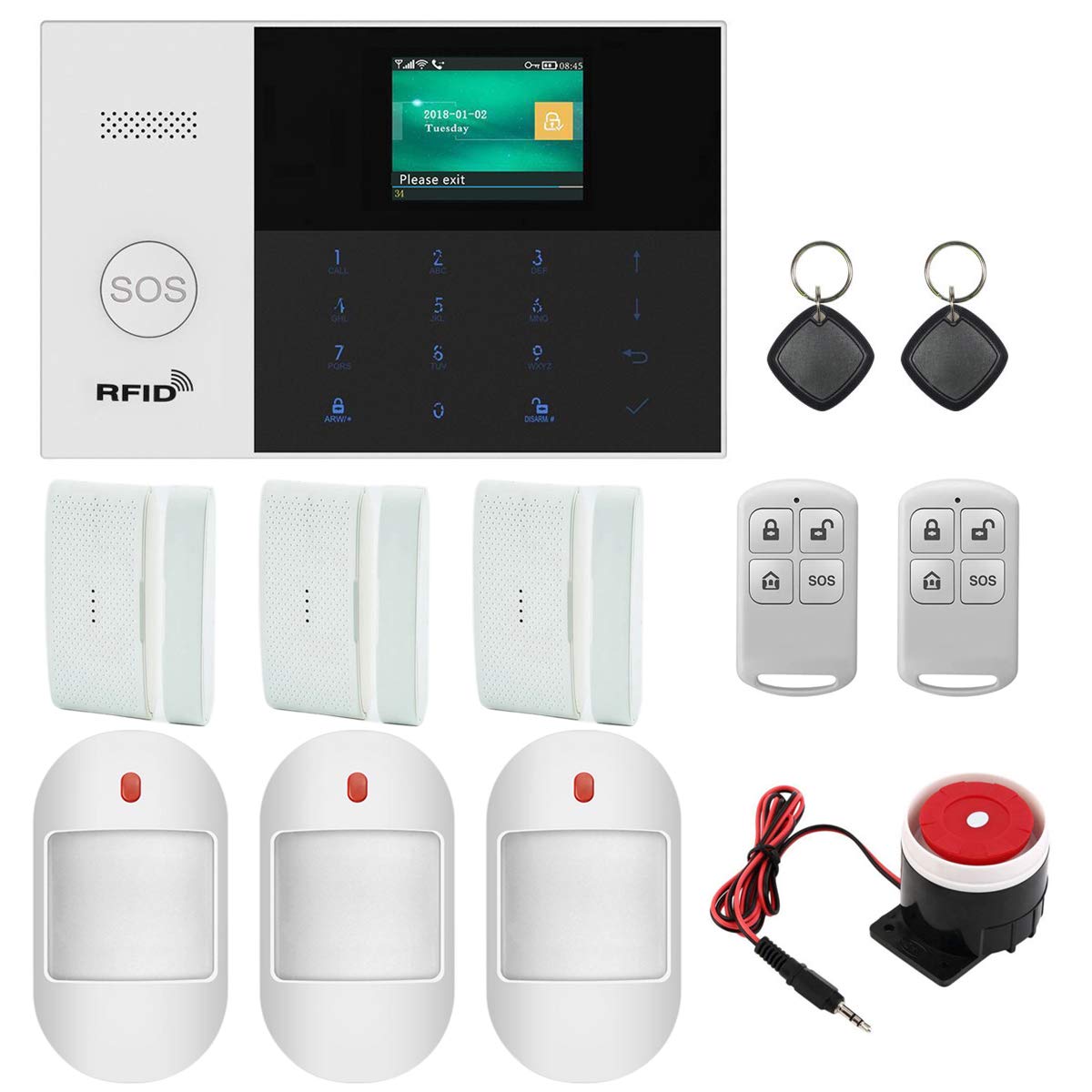 KEEPWORLD Smart WiFi IP GSM Wireless Home Security Alarm System with APP Control, Touch Keypad - Compatible with Alexa & Google Home, RFID Access & Auto Dialer | Ideal for Home, Office & Business Security Monitoring