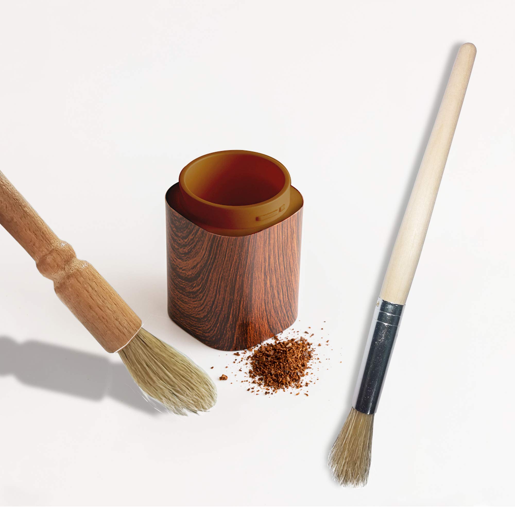 3-Piece Coffee Grinder Cleaning Brush Set with Wooden Handle - Includes 2 Brushes & Coffee Scoop Clip - Natural Espresso Machine Cleaner for Coffee Beans & Grains - Perfect for Home Baristas & Coffee Shops