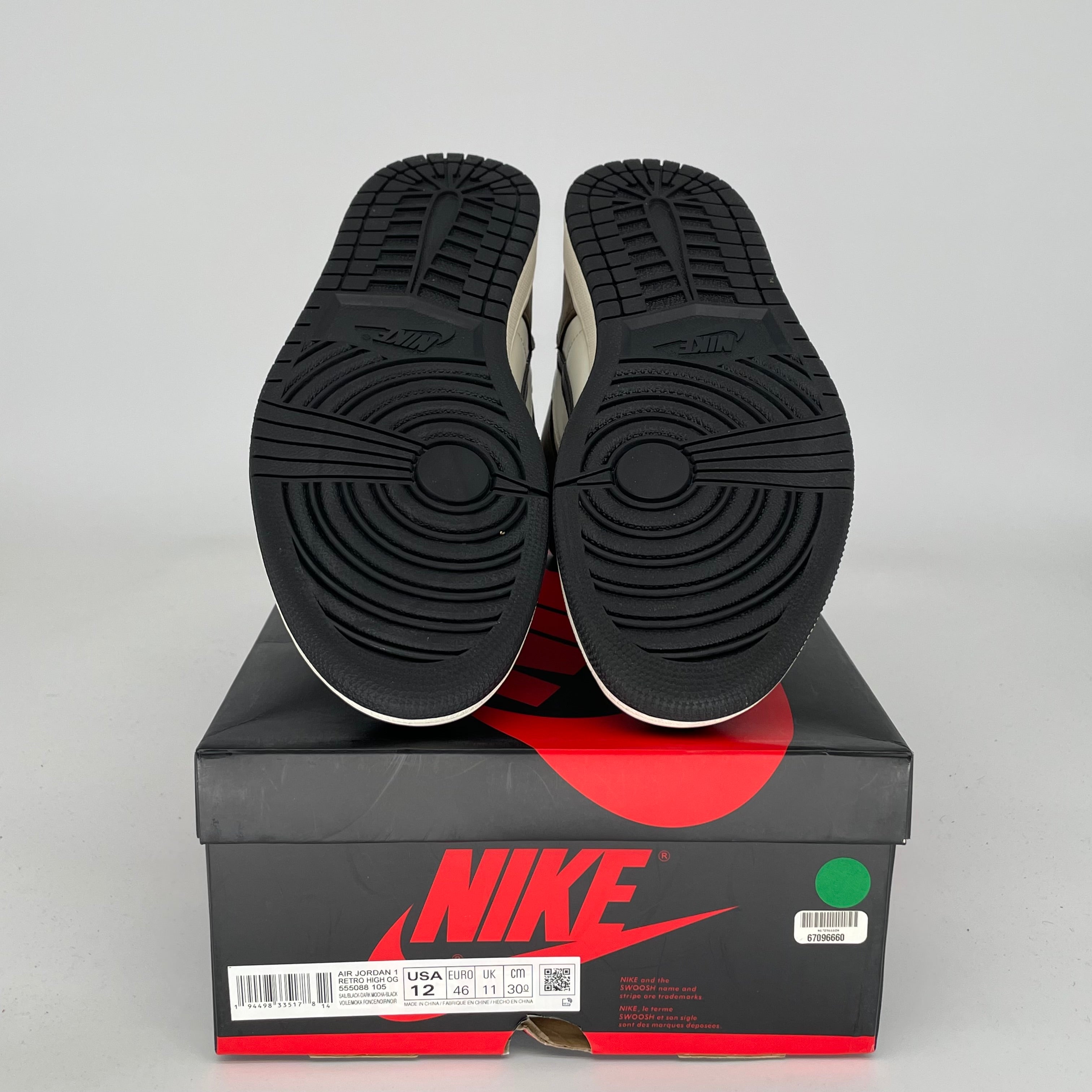 AIR JORDAN 1 Retro High OG Dark Mocha Men's Basketball Shoes Size 12 - 555088-105 | Sneakers for Casual Wear, Street Style & Basketball Games