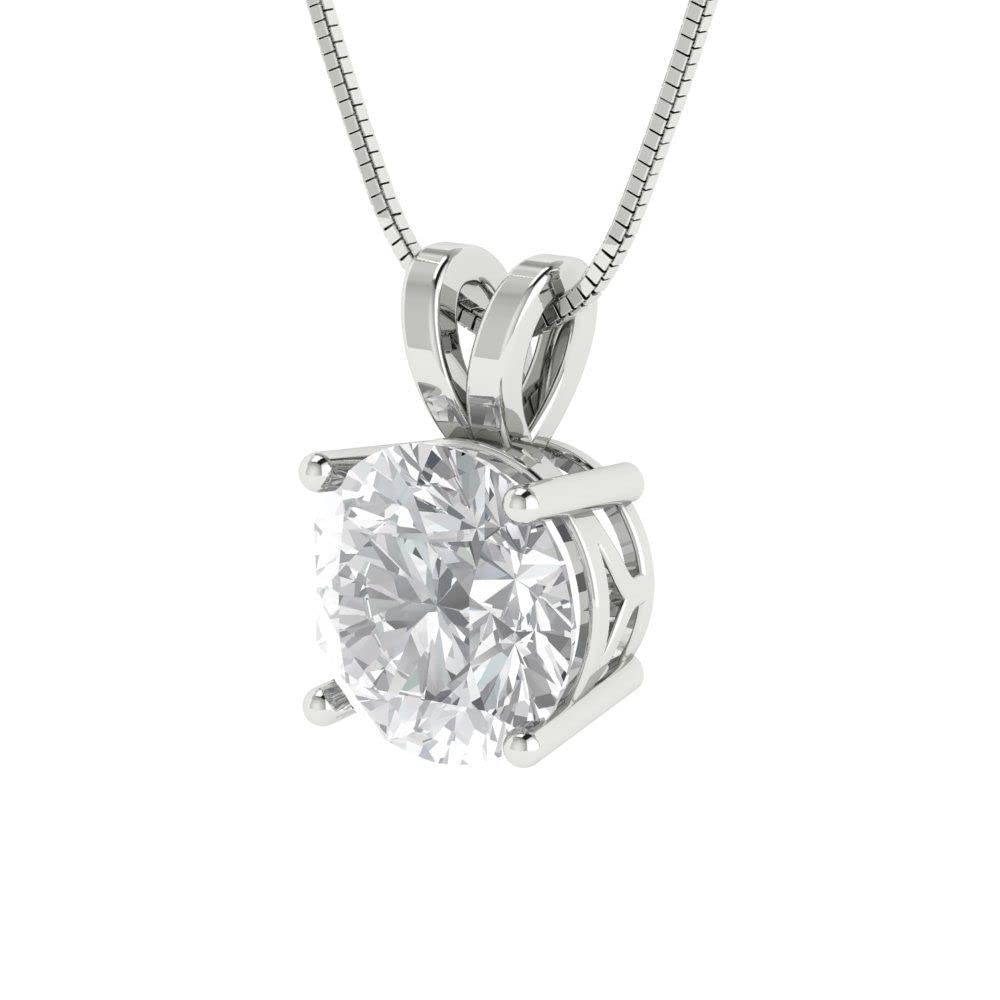 2.5 Carat Round Brilliant Cut Solitaire Simulated Diamond Pendant in 14K White Gold with 18