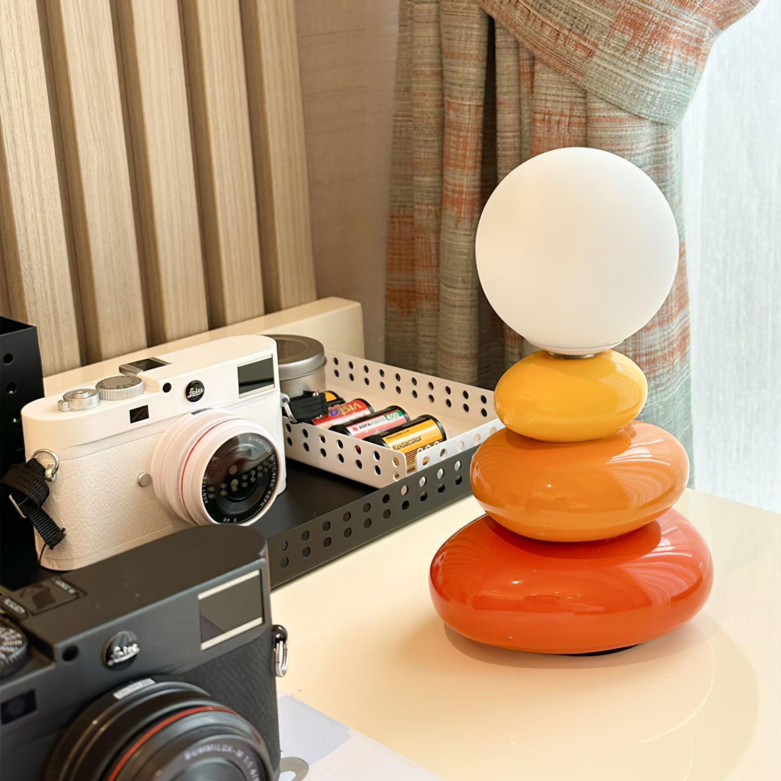 Triple Gourd Table Lamp - Modern Handcrafted Ceramic Nightstand Light for Bedroom, Living Room & Office Decor - Perfect for Ambient Lighting and Home Styling