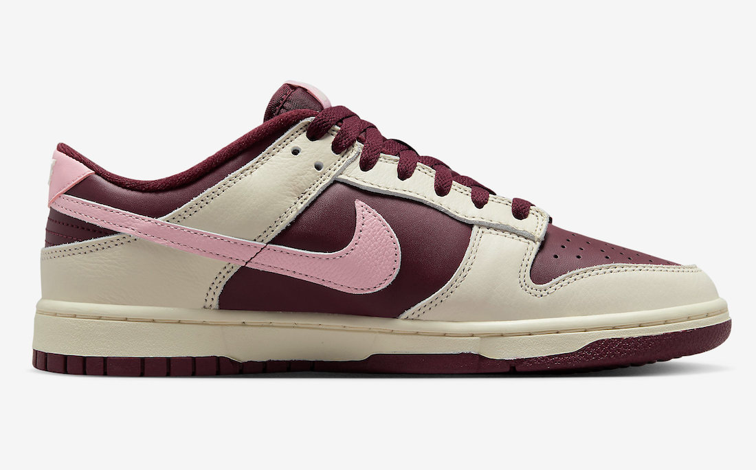 Nike Men's Dunk Low Retro RPM Sneakers - Pale Ivory / Medium Soft Pink / Night Maroon - Casual Streetwear & Skateboarding Shoes for Men