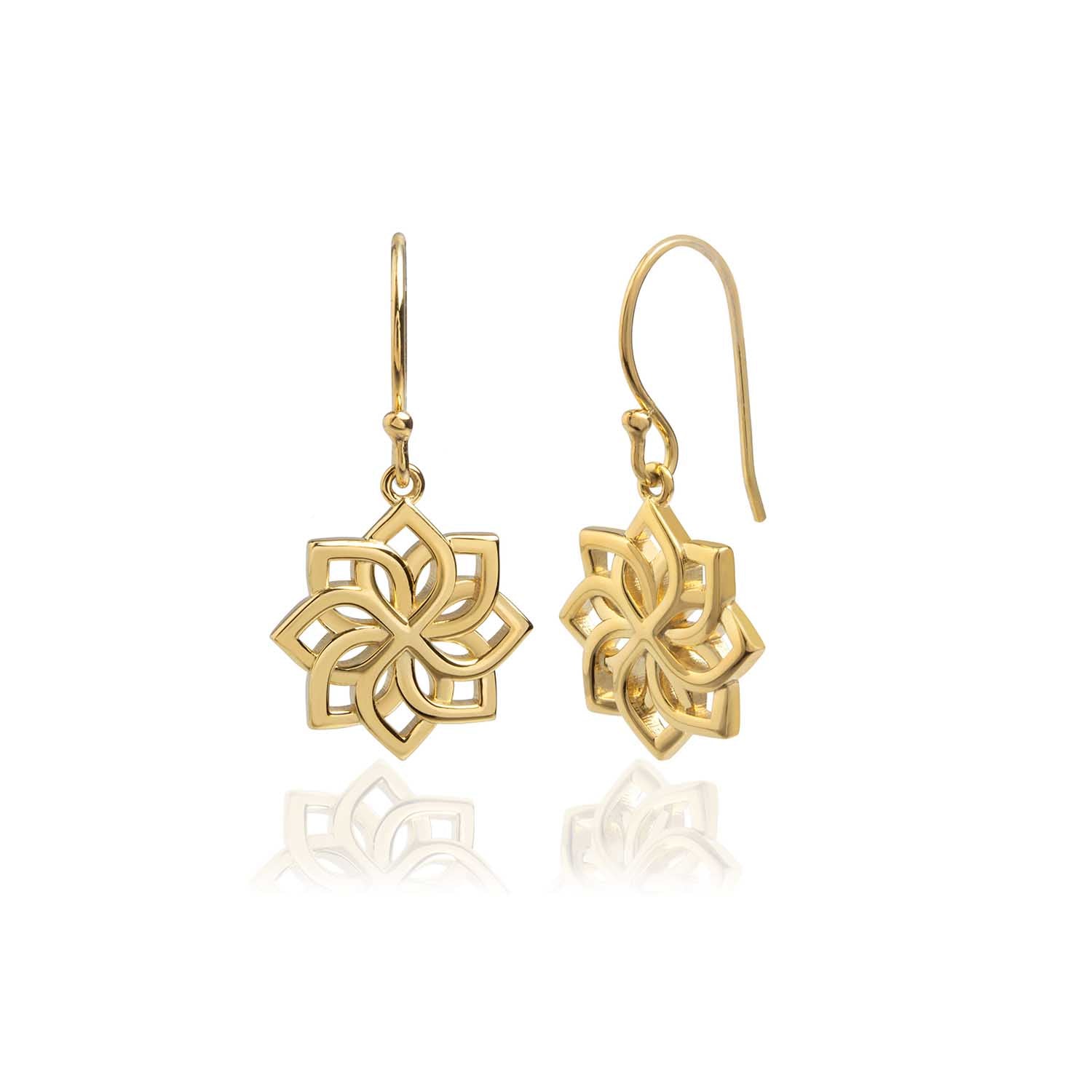 Lotus Drop Earrings for Women - Handmade Boho Dangle Earrings for Daily Wear, Party & Wedding - Lightweight Gold Plated Jewelry Gift