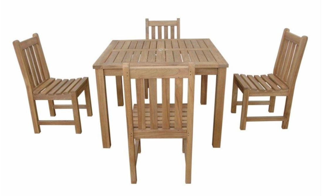 Anderson Teak Montage Braxton 5-Piece Outdoor Dining Set - Durable Teak Wood Patio Furniture for Garden, Deck, or Poolside - Set 213