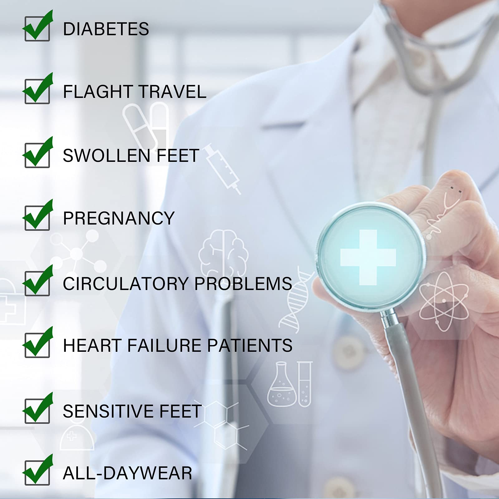 NOVAYARD Non-Slip Diabetic Socks for Men & Women - Wide Comfort Neuropathy Socks for Edema, Bariatric & Hospital Use - 3 Pairs - Perfect for Daily Wear, Travel & Medical Recovery