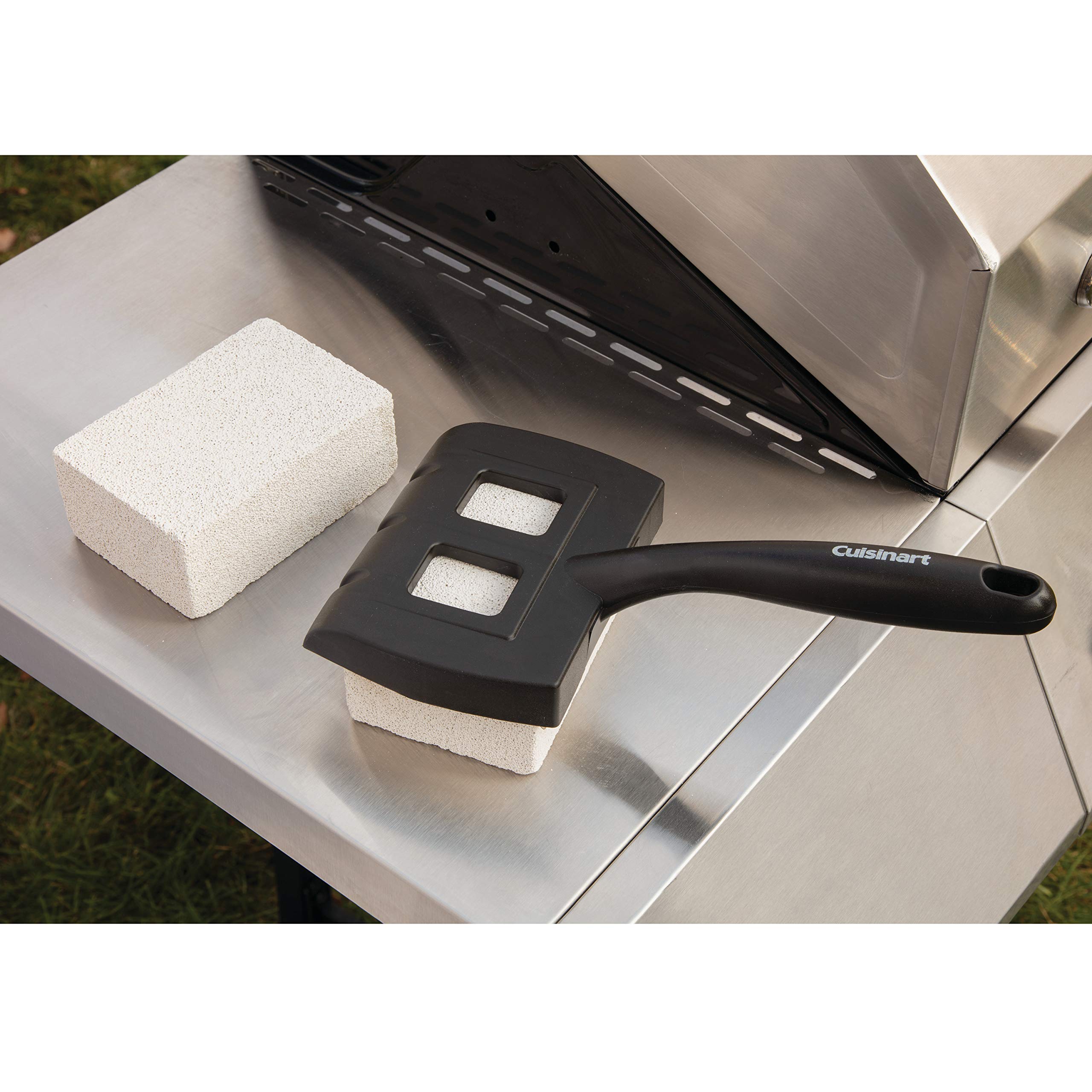 Cuisinart CCK-210 Grill Cleaning Brush for Stone Grills - Heavy Duty Bristles, White & Black Design - Perfect for BBQ, Outdoor Cooking & Camping