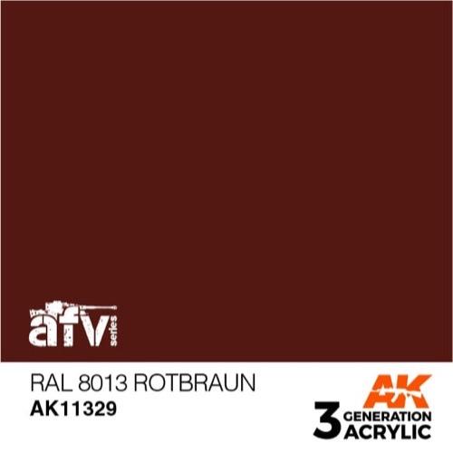 AK Interactive AK11329 AFV Series RAL 8013 Rotbraun (Red Brown) Acrylic Paint - 17ml Bottle - 3rd Generation Formula - Perfect for Military Model Kits, Tank Painting & Scale Modeling Projects